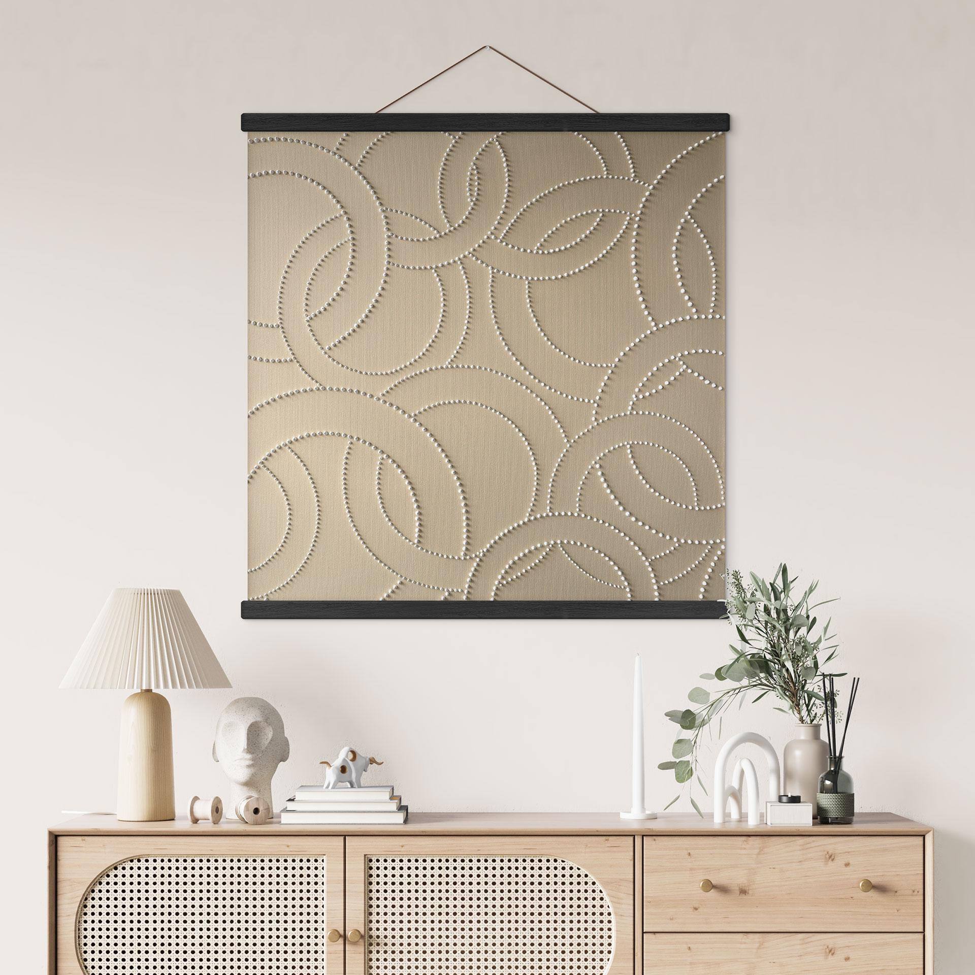 Tekstil plakat Abstrakte ringe beige - Grande - Firkantet