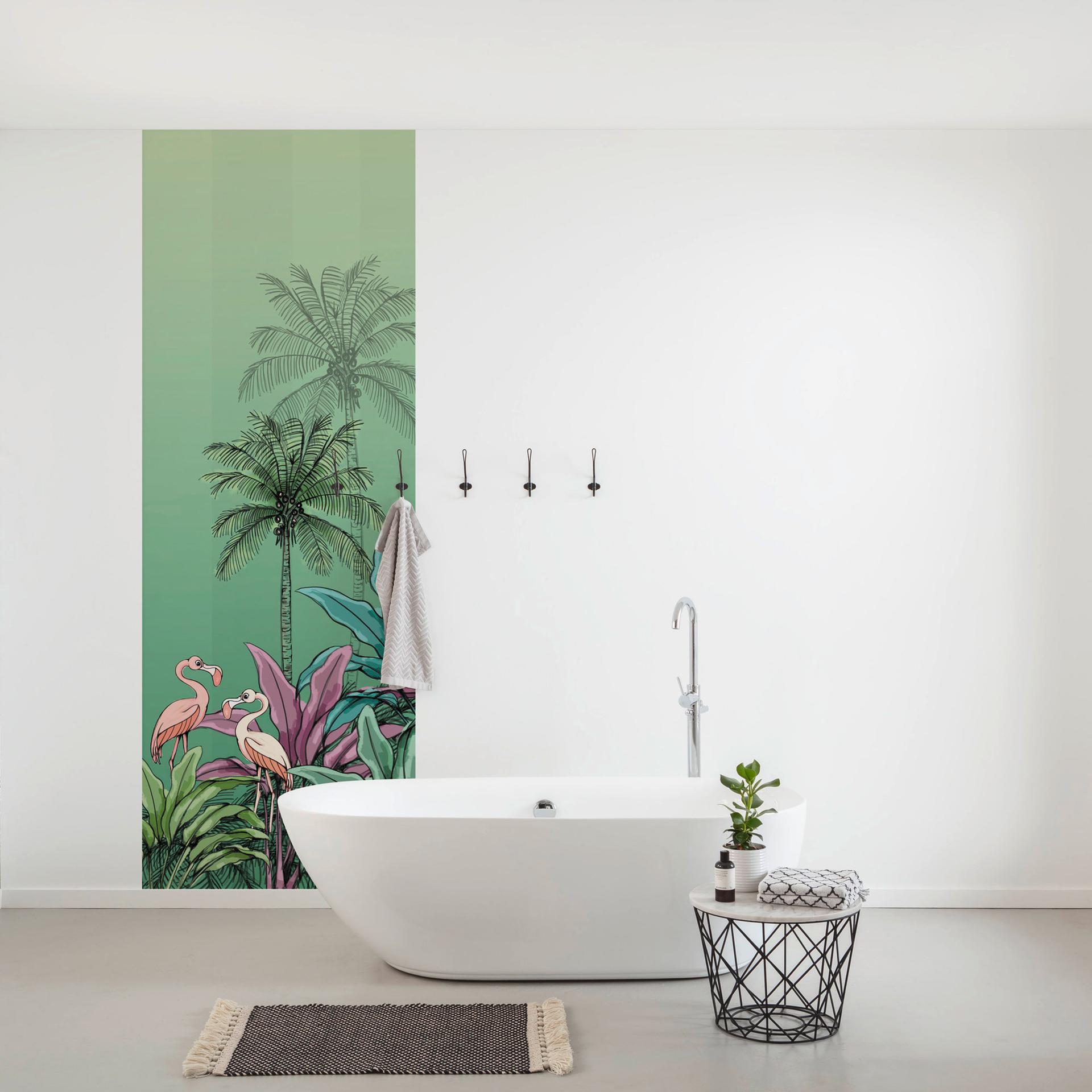 Vlies behang - Jungle Flamingo - 100 x 280 cm