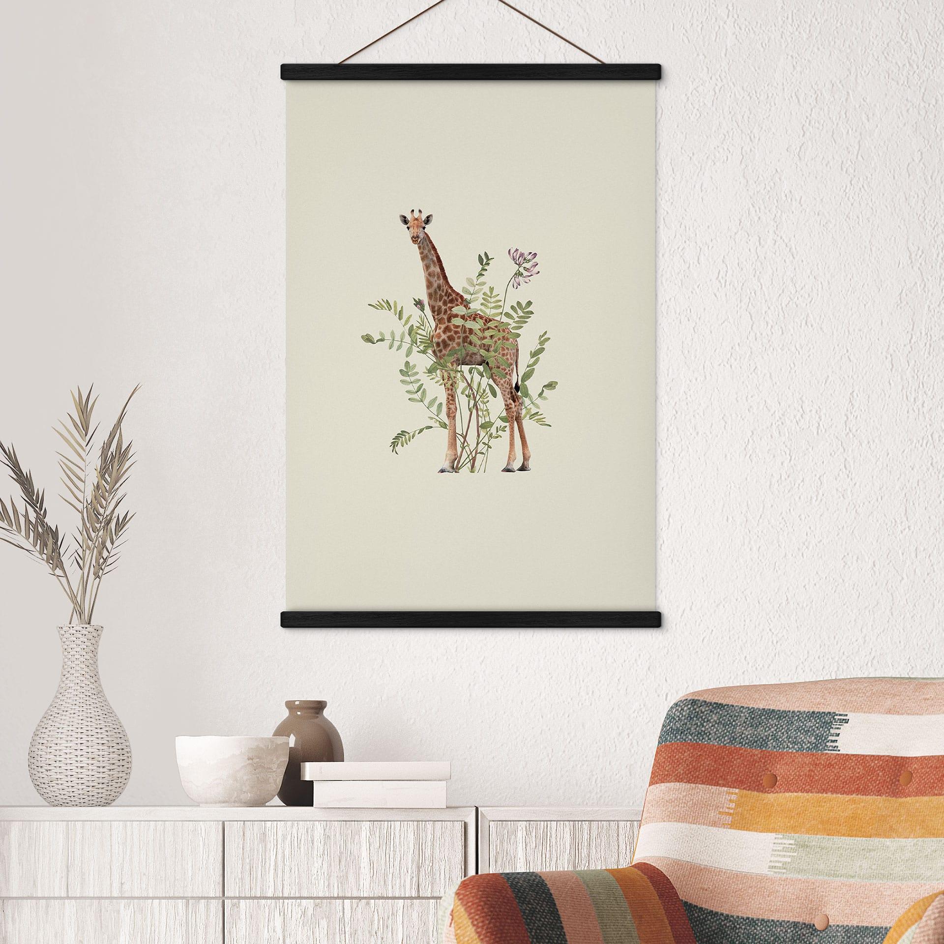 Tekstil plakat Blomstret giraf - Frida Floral Studio