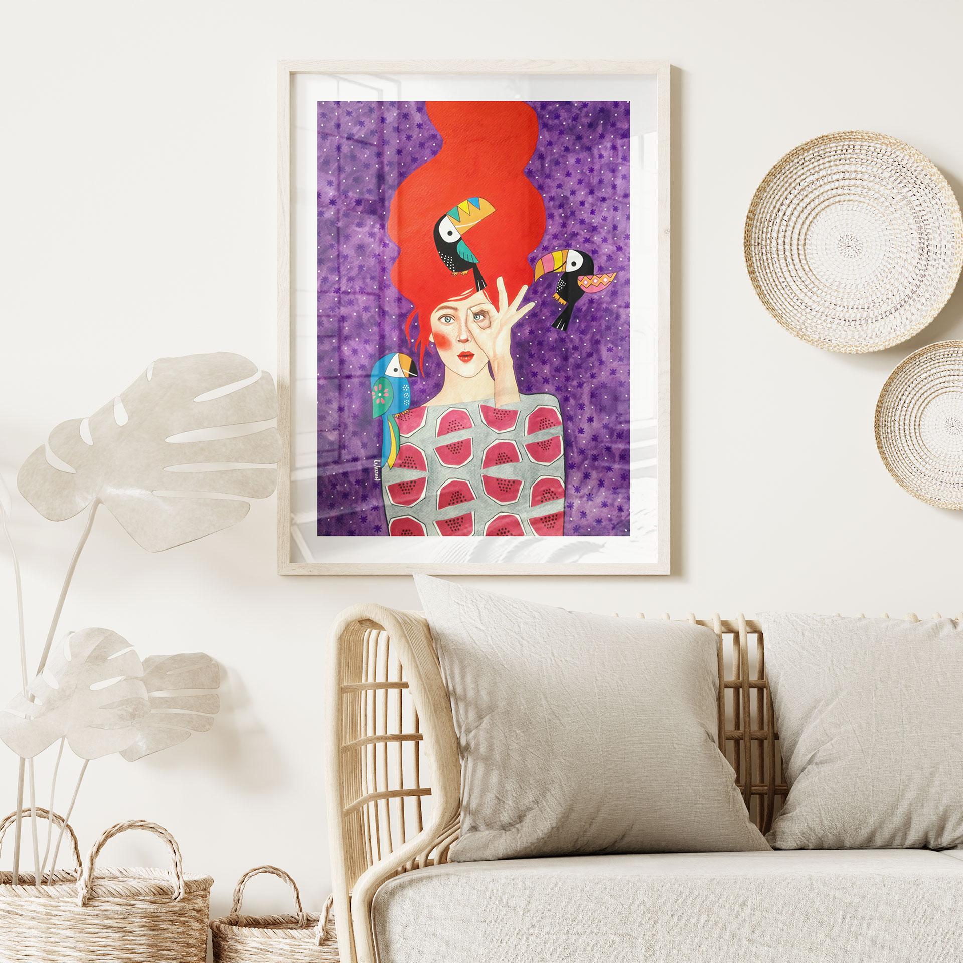 Plakat kvinde med tukan-trio - Hülya