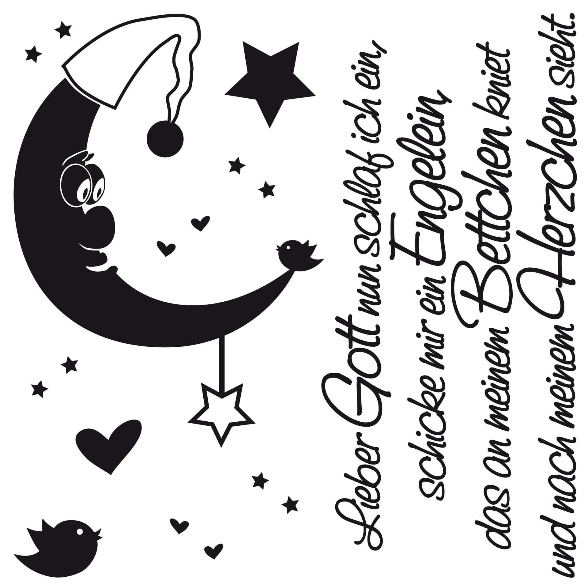 Wandtattoo Lieber Gott nun schlaf ich ein