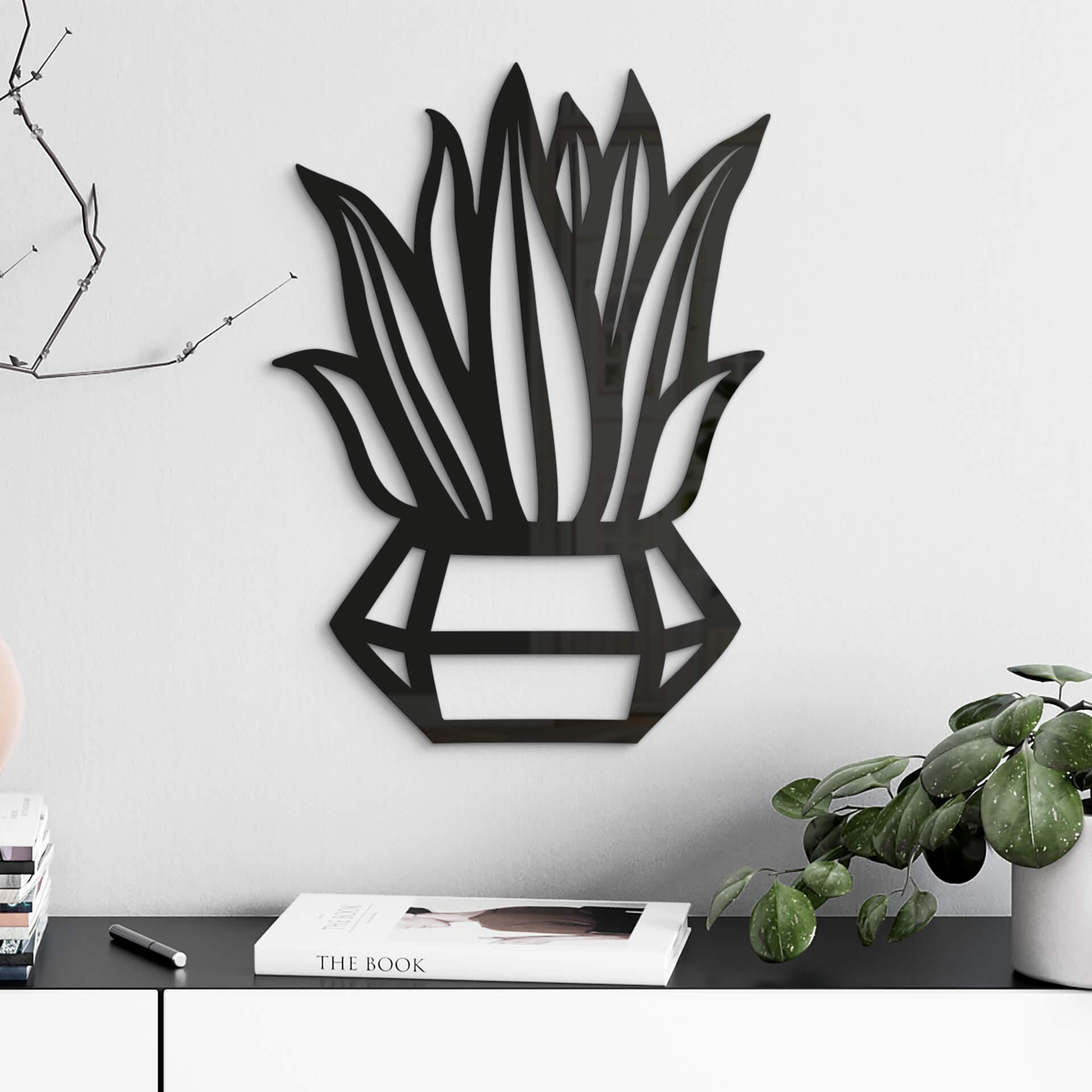 Decoración mural planta en maceta diamante - decoración acrílica