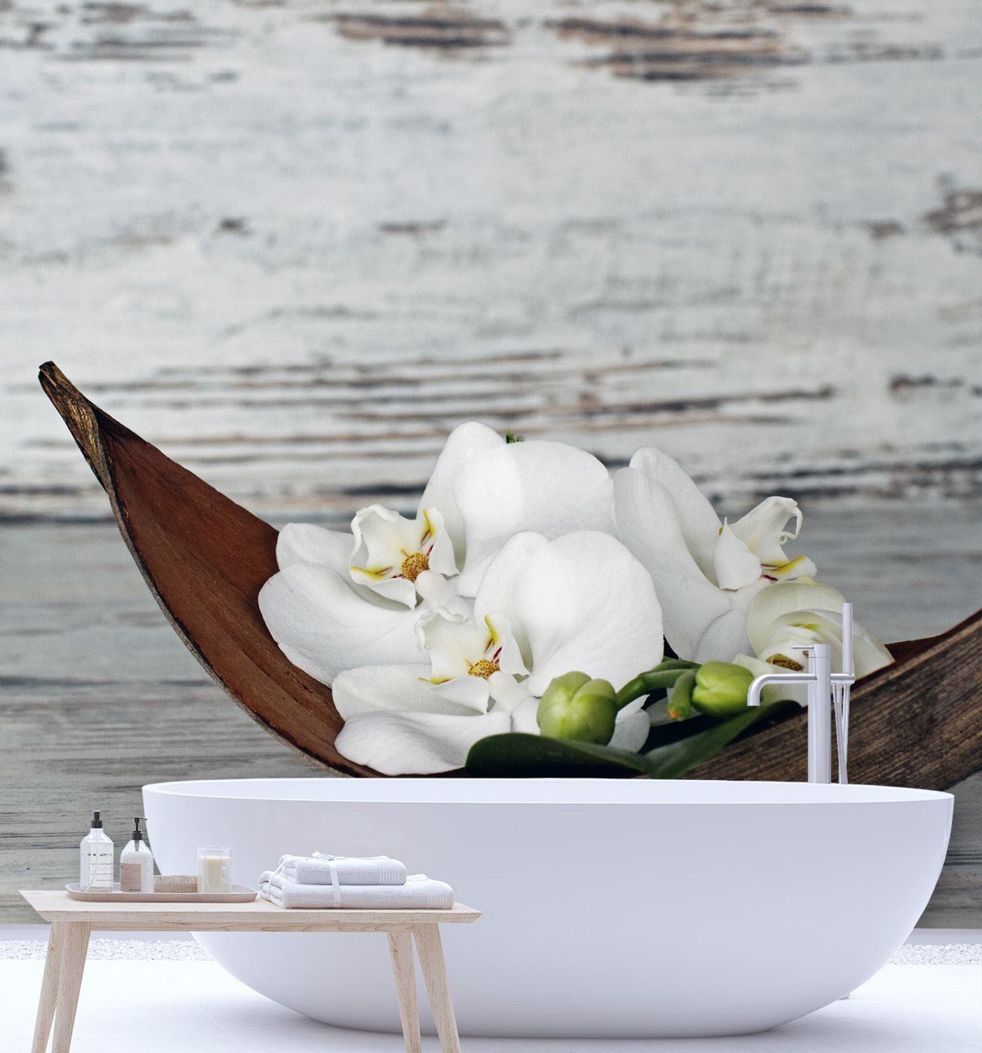 Fototapete, Blumen Orchidee Zen Spa Vintage