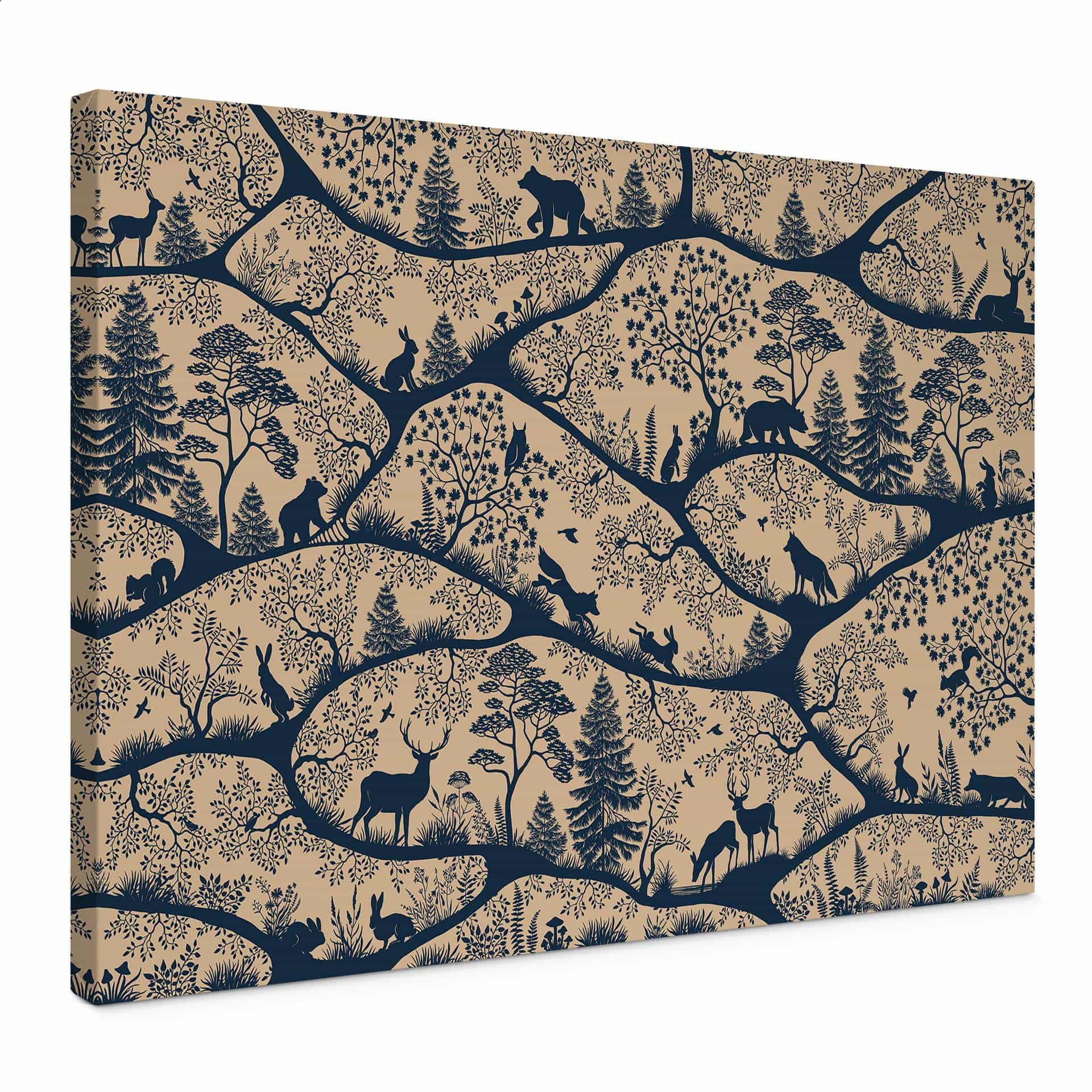 Canvas Schilderij Dierensilhouetten in het Noordse Bos - Oliver Robins