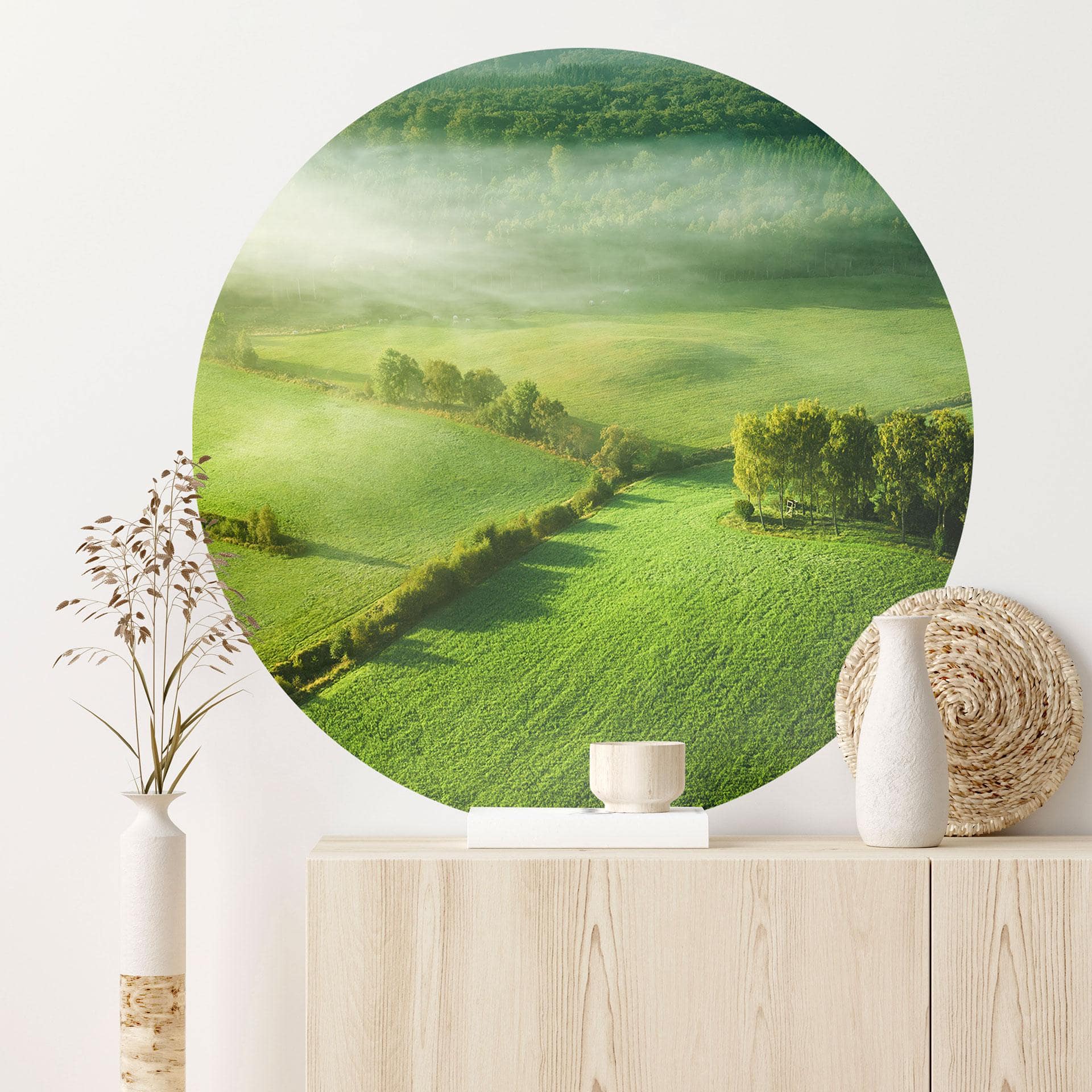 Wallsticker Idylliske marker i tågen - Kælder - Rund
