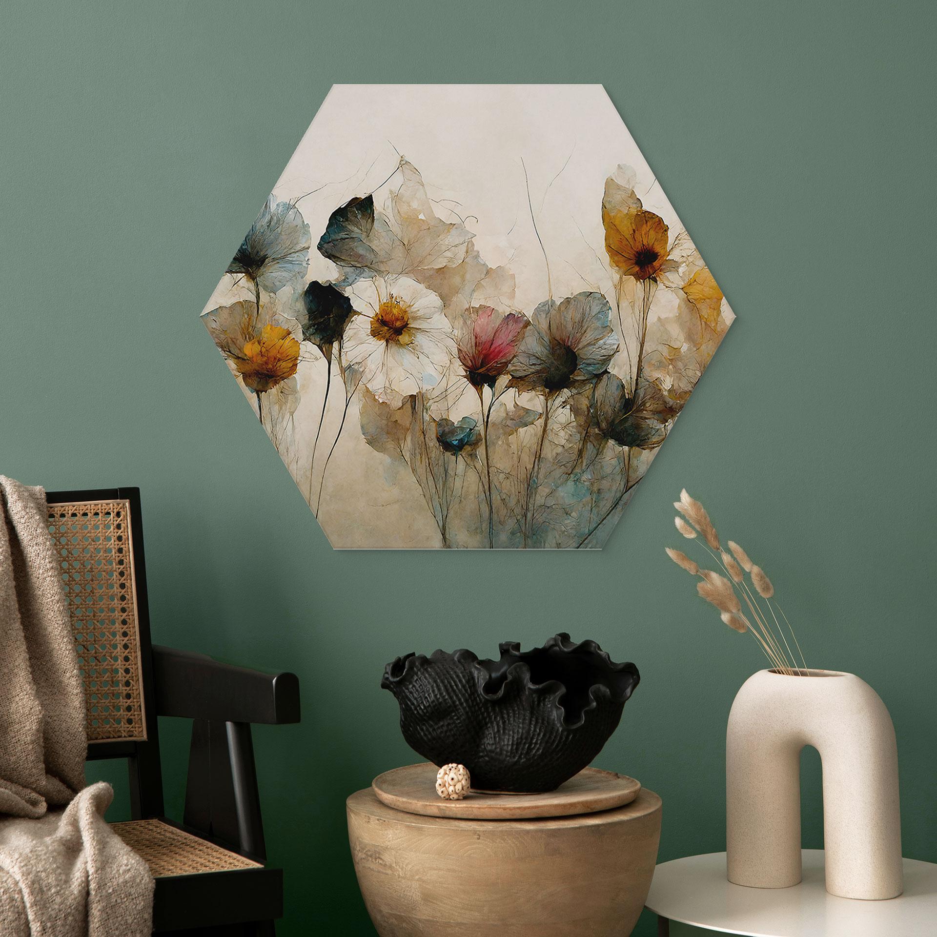 Hexagon Dibond Buket af tørrede blomster - Treechild