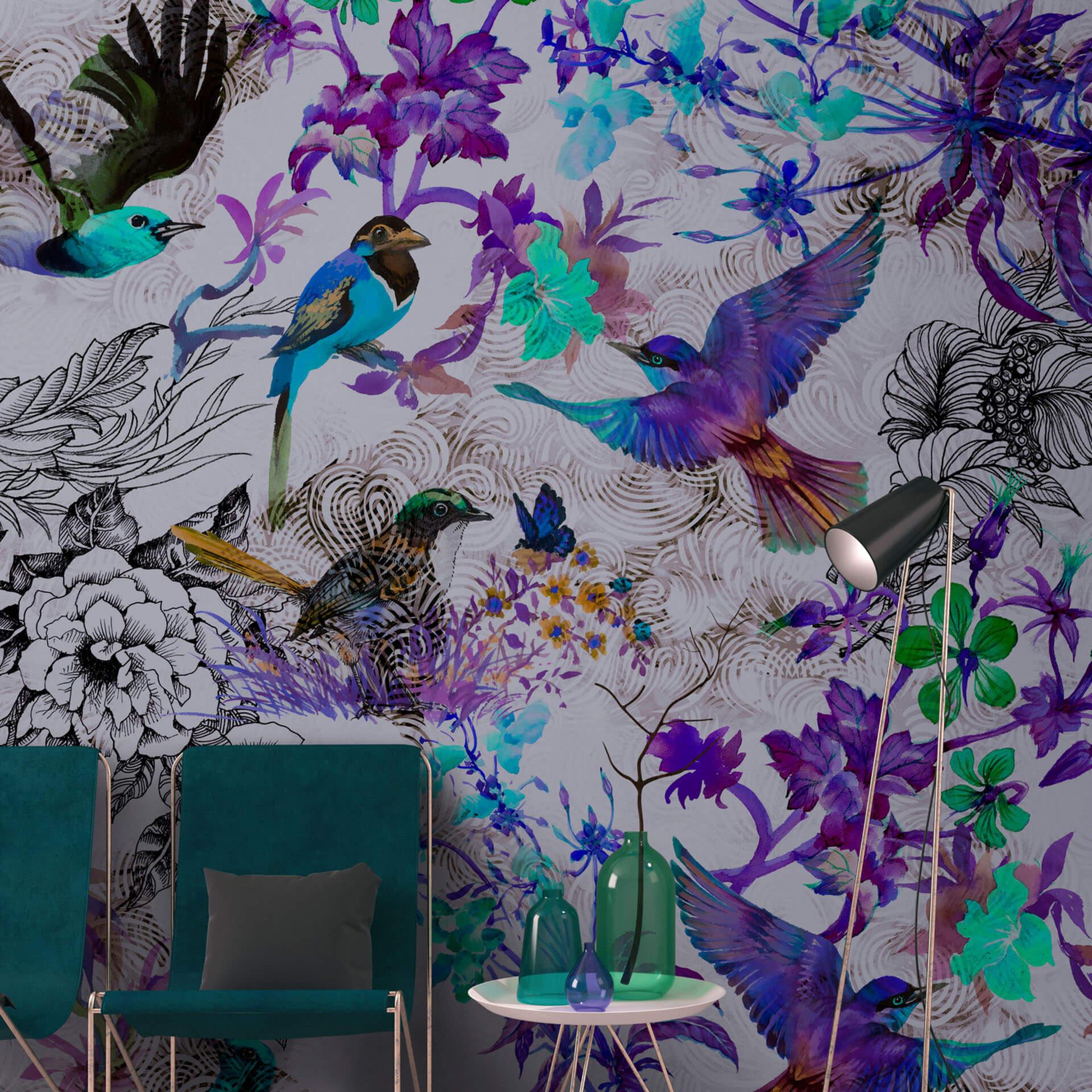 Livingwalls Fototapet Walls by Patel Funky Birds 2
