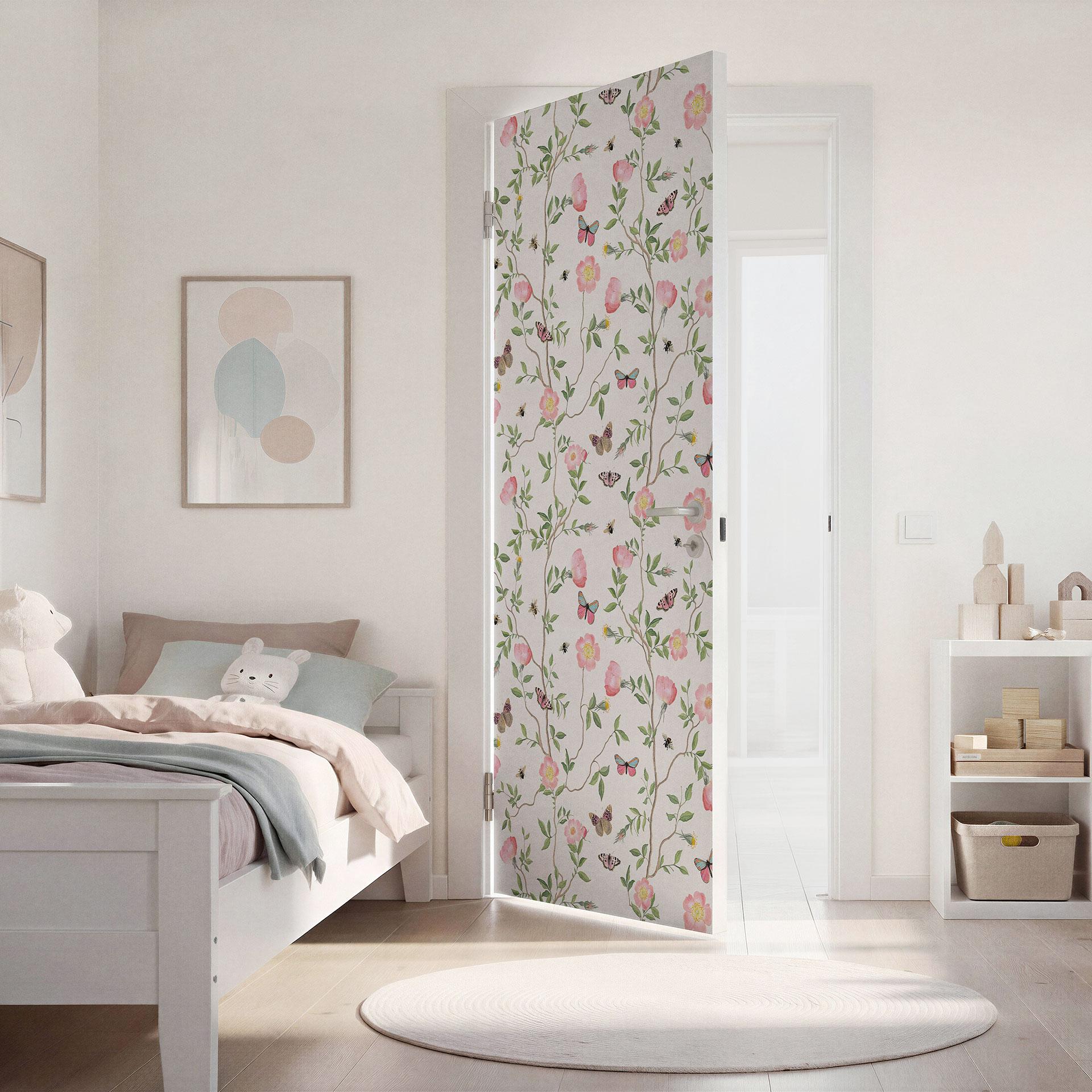 Rosas de Navidad rosas en primavera - UN Designs - Decoración autoadhesiva para puertas