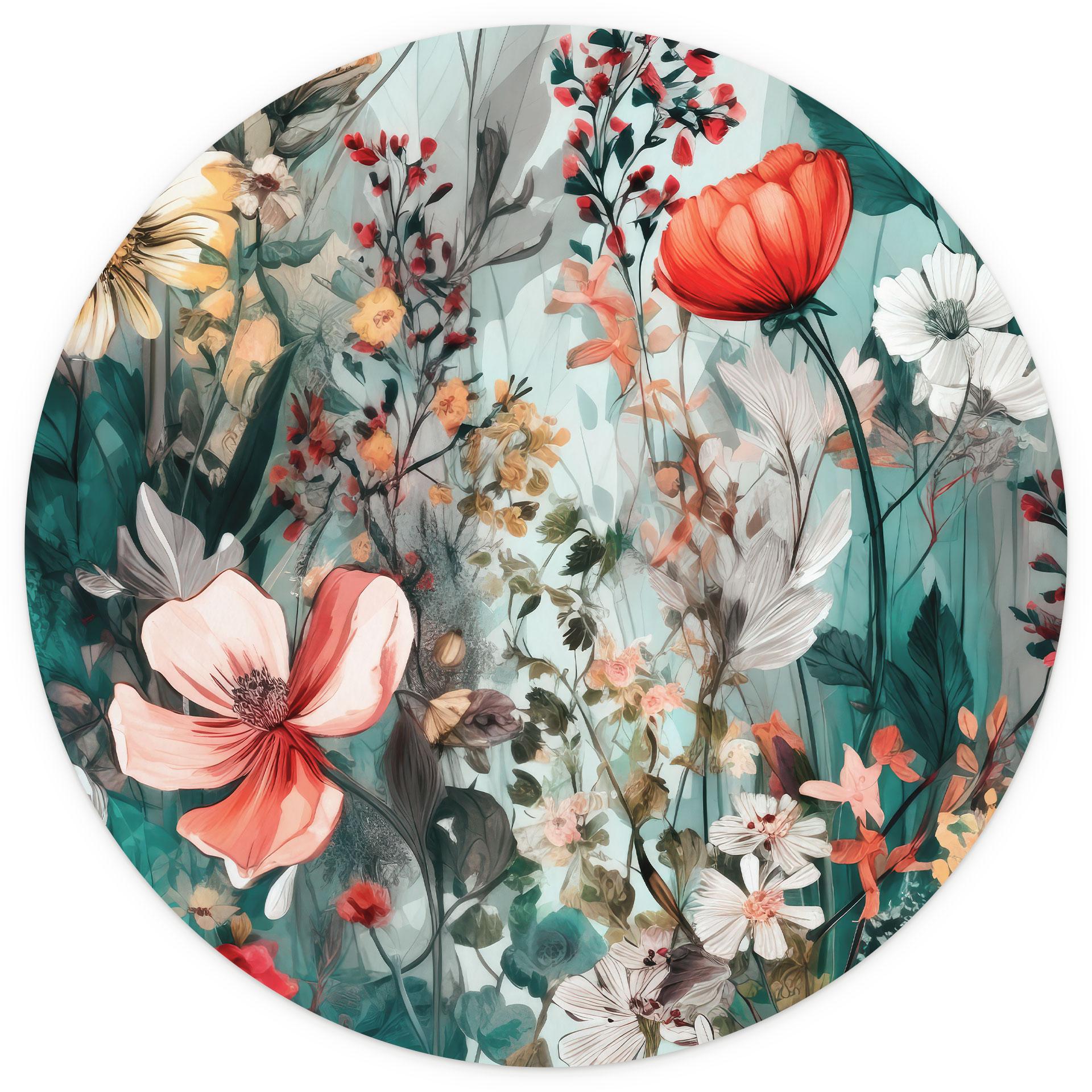 Tapet cirkel Forårseng med blomster - Jaszke - vliesetapet/selvklæbende non-woven tapet