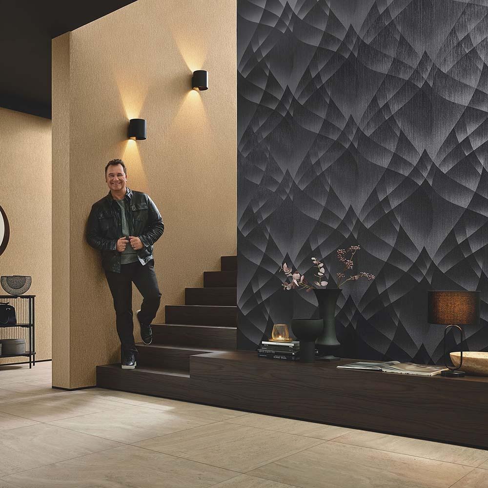 3D tapet, geometrisk tapet Fashion for Walls 4 af Guido Maria Kretschmer sort