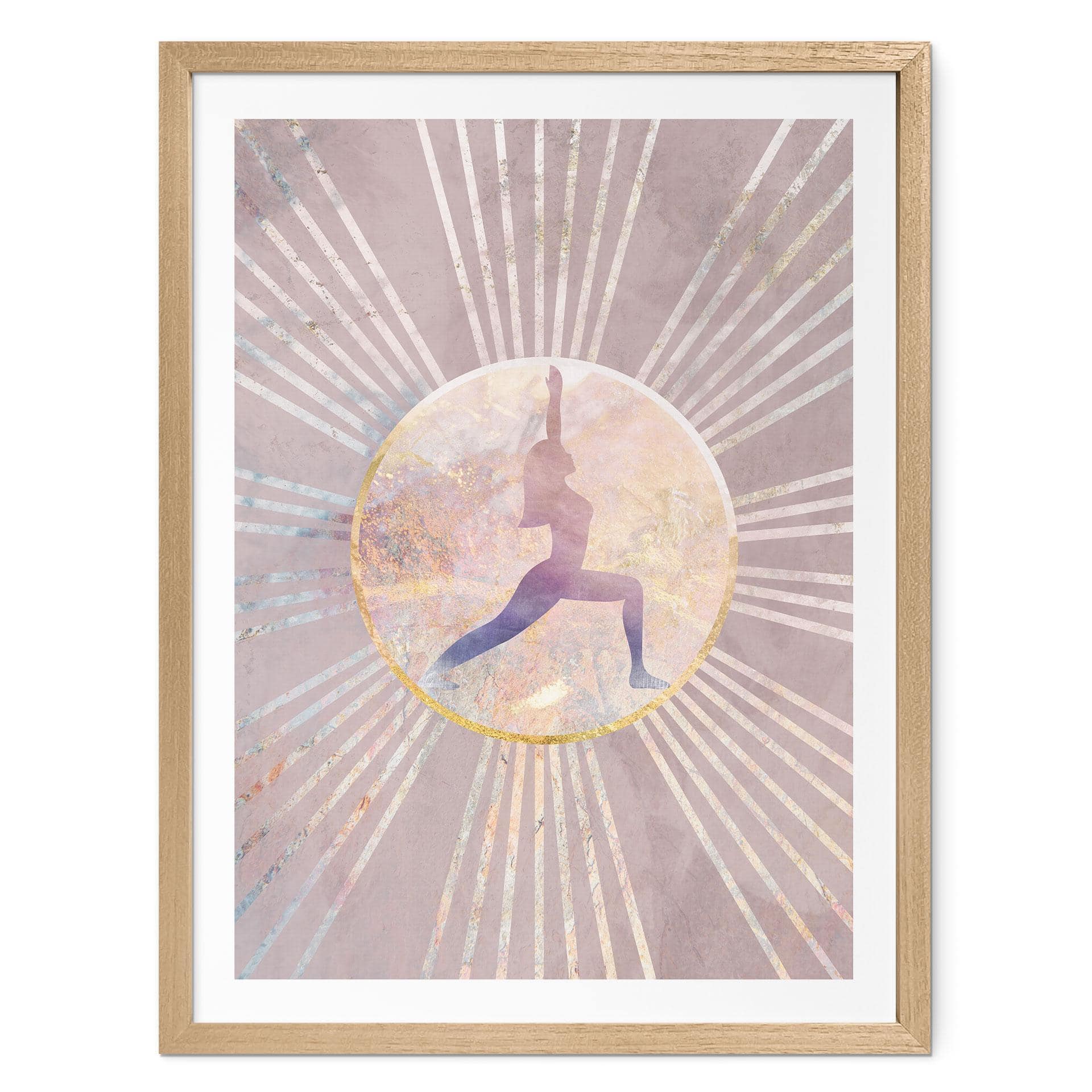 Plakat Yoga solhilsen pink | rosa guld - Manovski