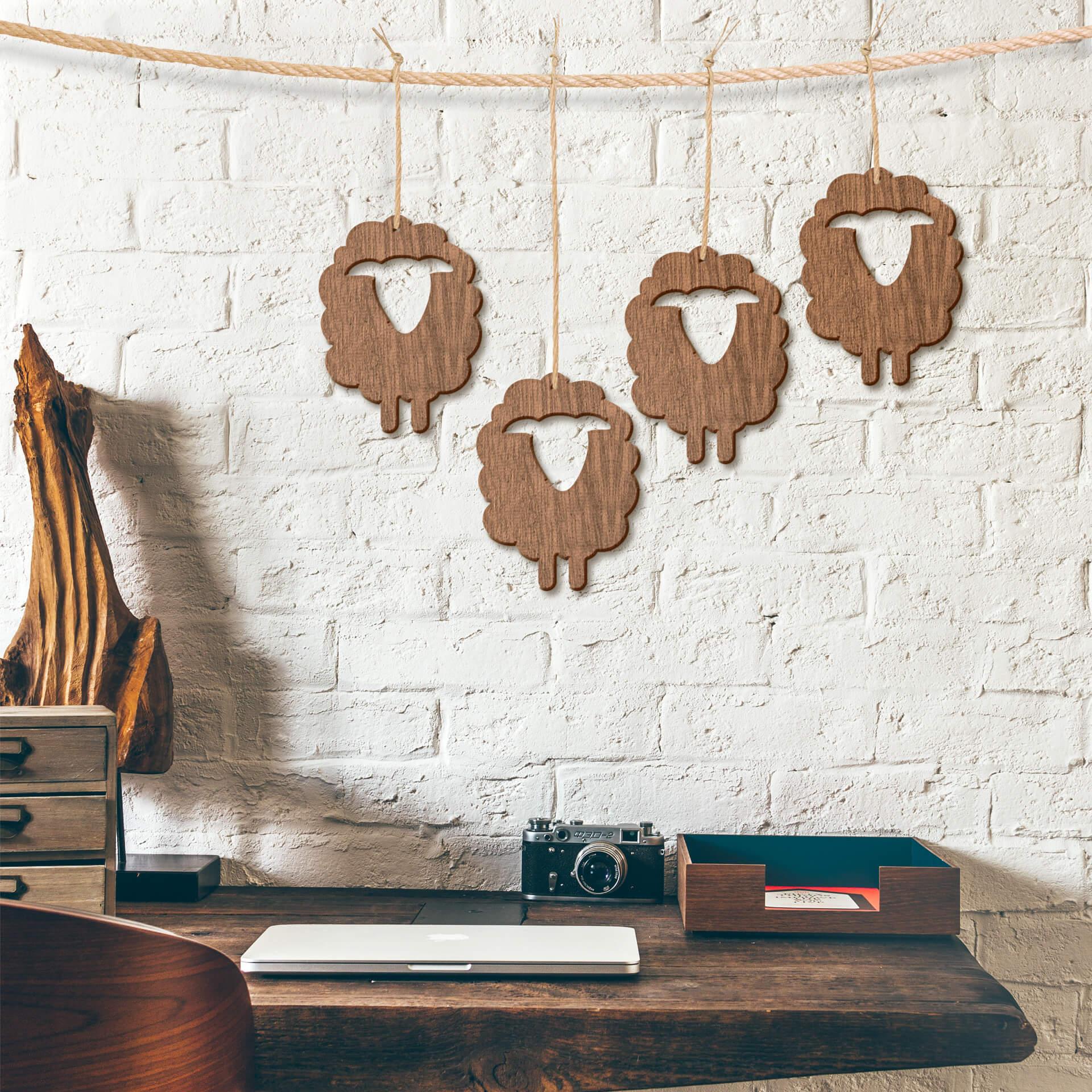 Houten Decoratie Schaapjes - mahoniefineer