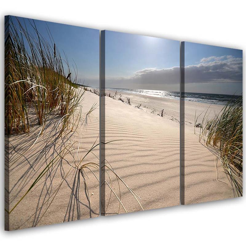 3 stykke lærredstryk, Dune Beach Sea