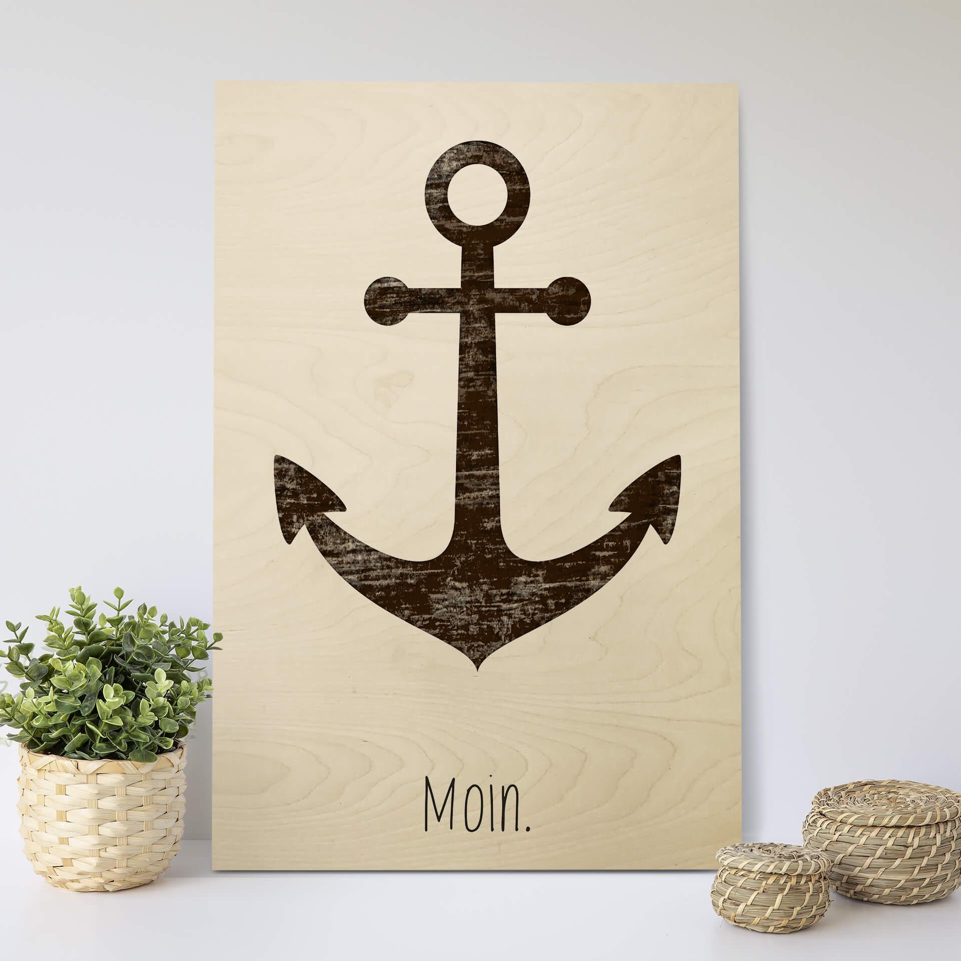 Plakat drewniany Moin z kotwicą - Shabby
