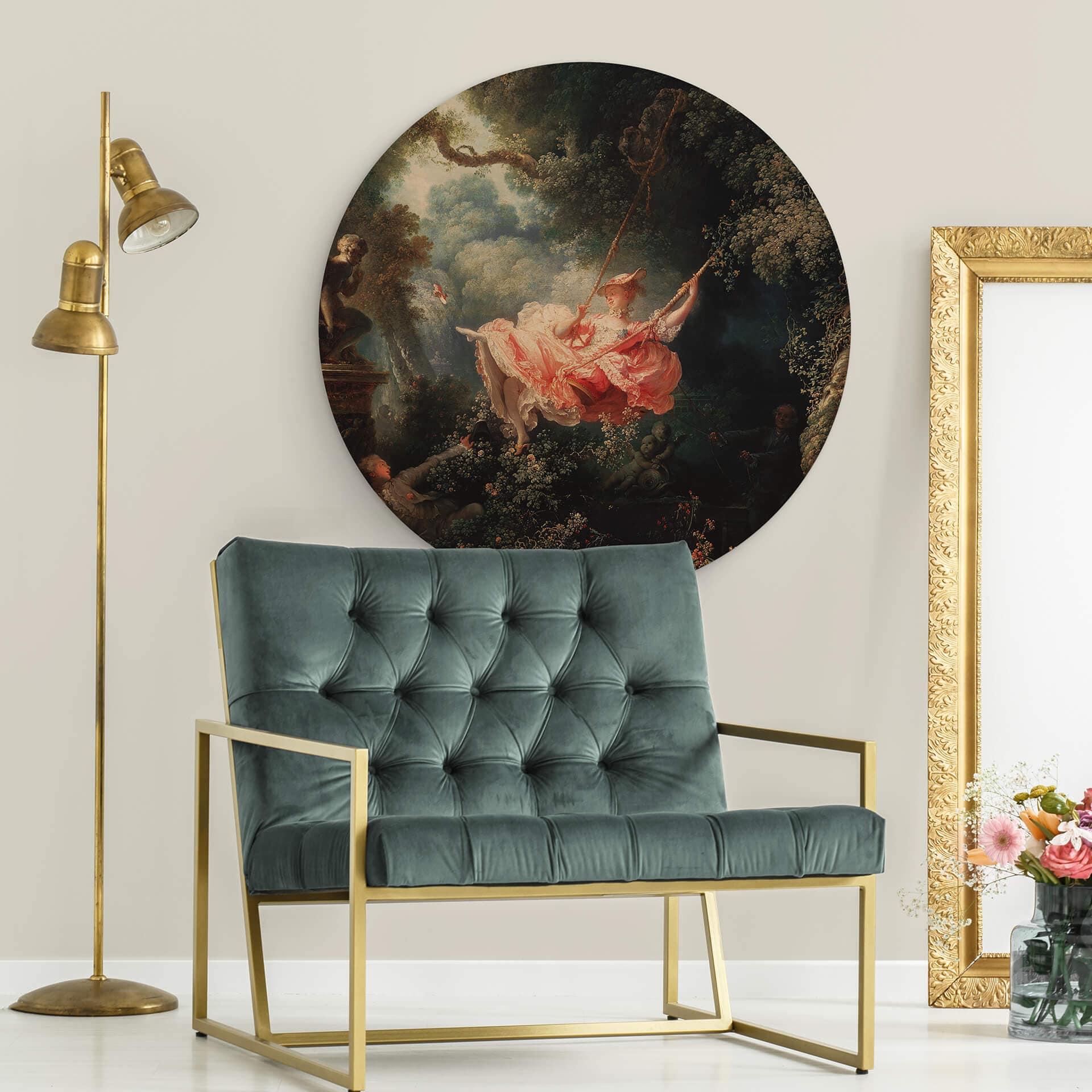 Cuadro de madera Fragonard - El columpio - Redondo