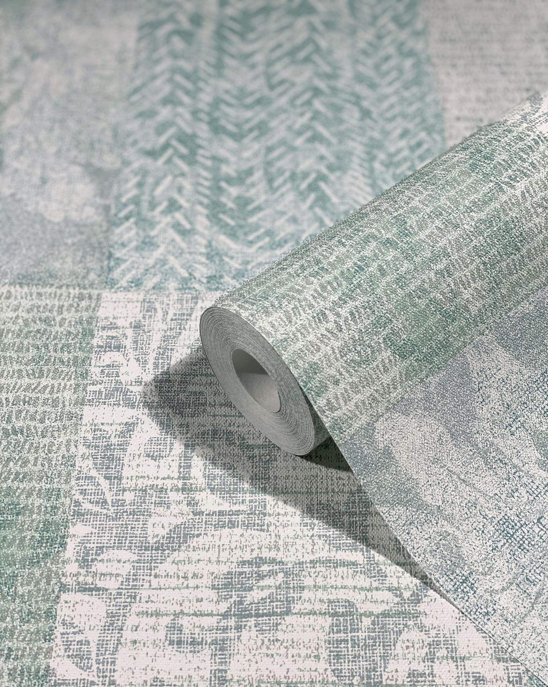 grafisk tapet, non-woven vægbeklædning Novamur Yvi grøn