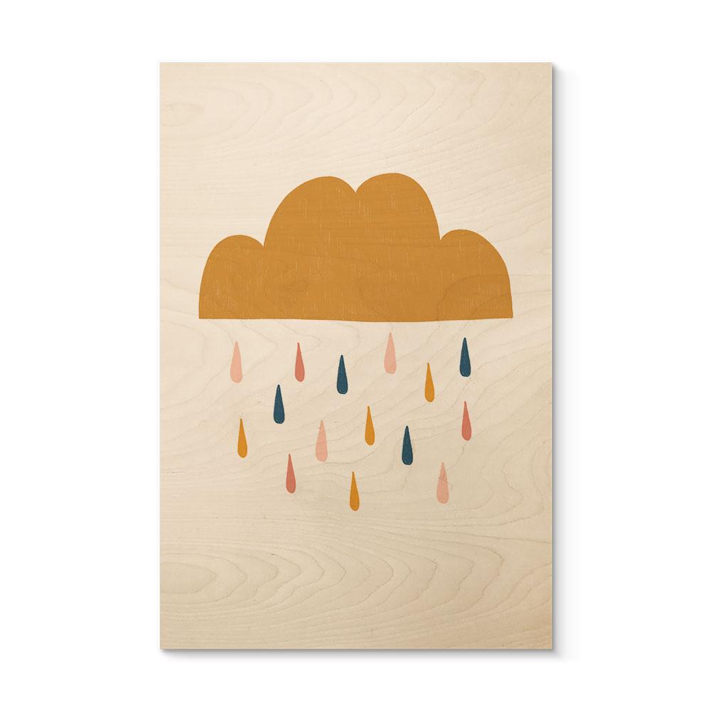 Træplakat Munter regn i pastelfarver - Lisboa