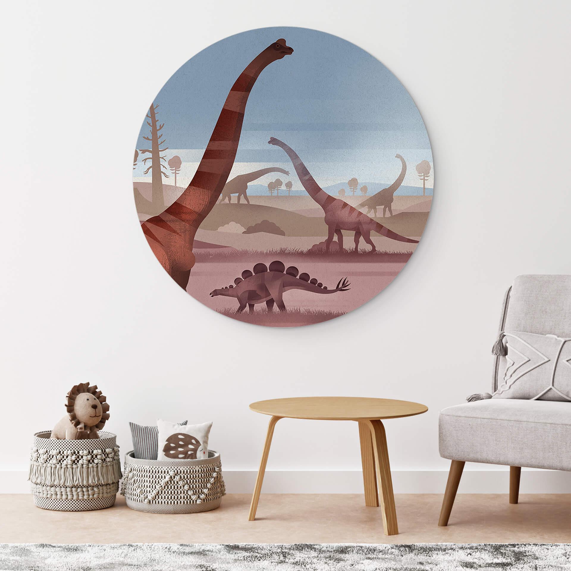Wandbild Im Land der Dinosaurier - Alu-Dibond Rund - Braun