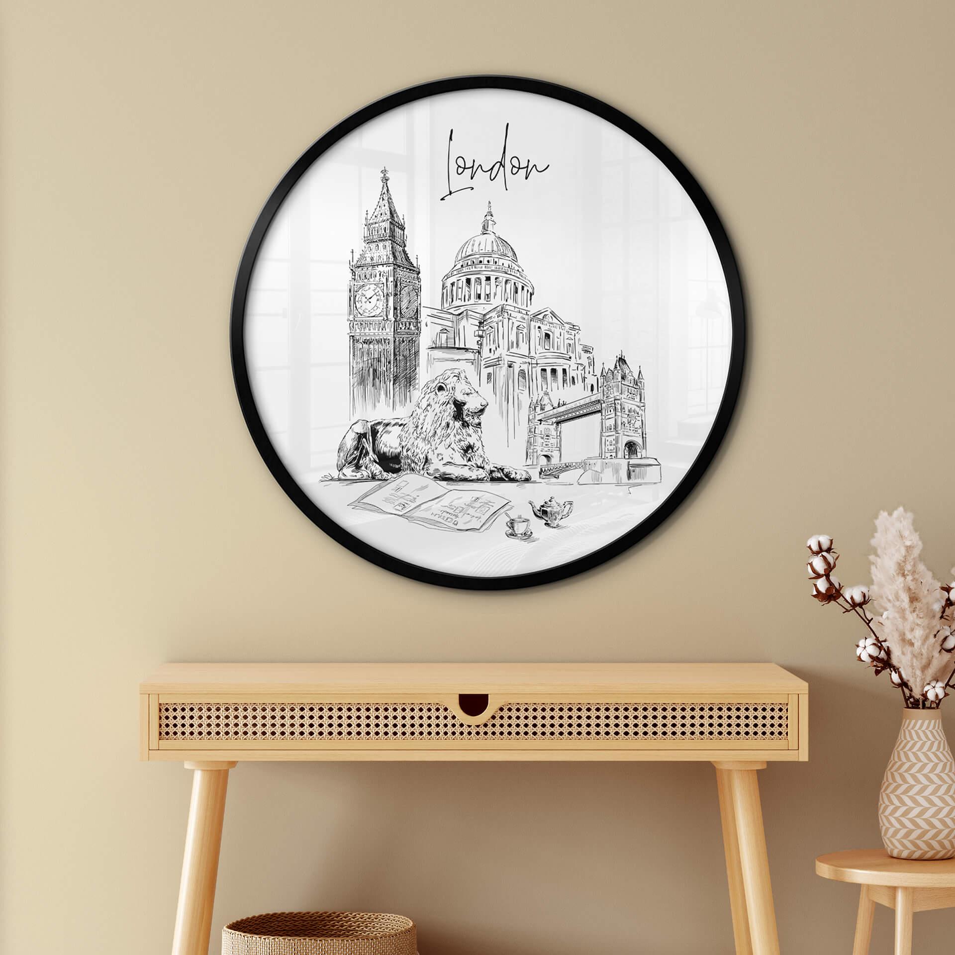 Poster Love your City - London - Schwarz-Weiß - Rund