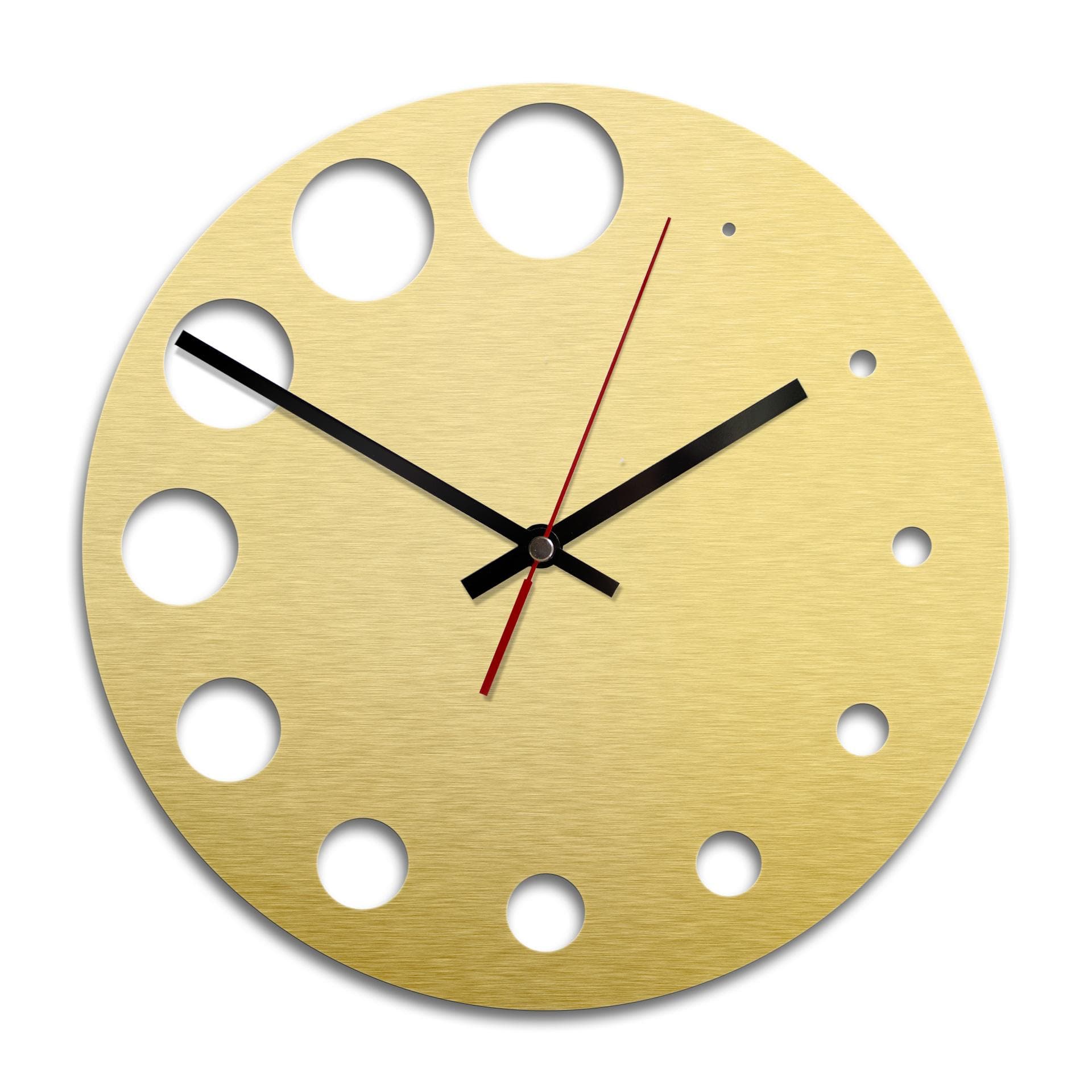 Wanduhr Alu-Dibond-Goldeffekt - Punkte - Ø 28 cm