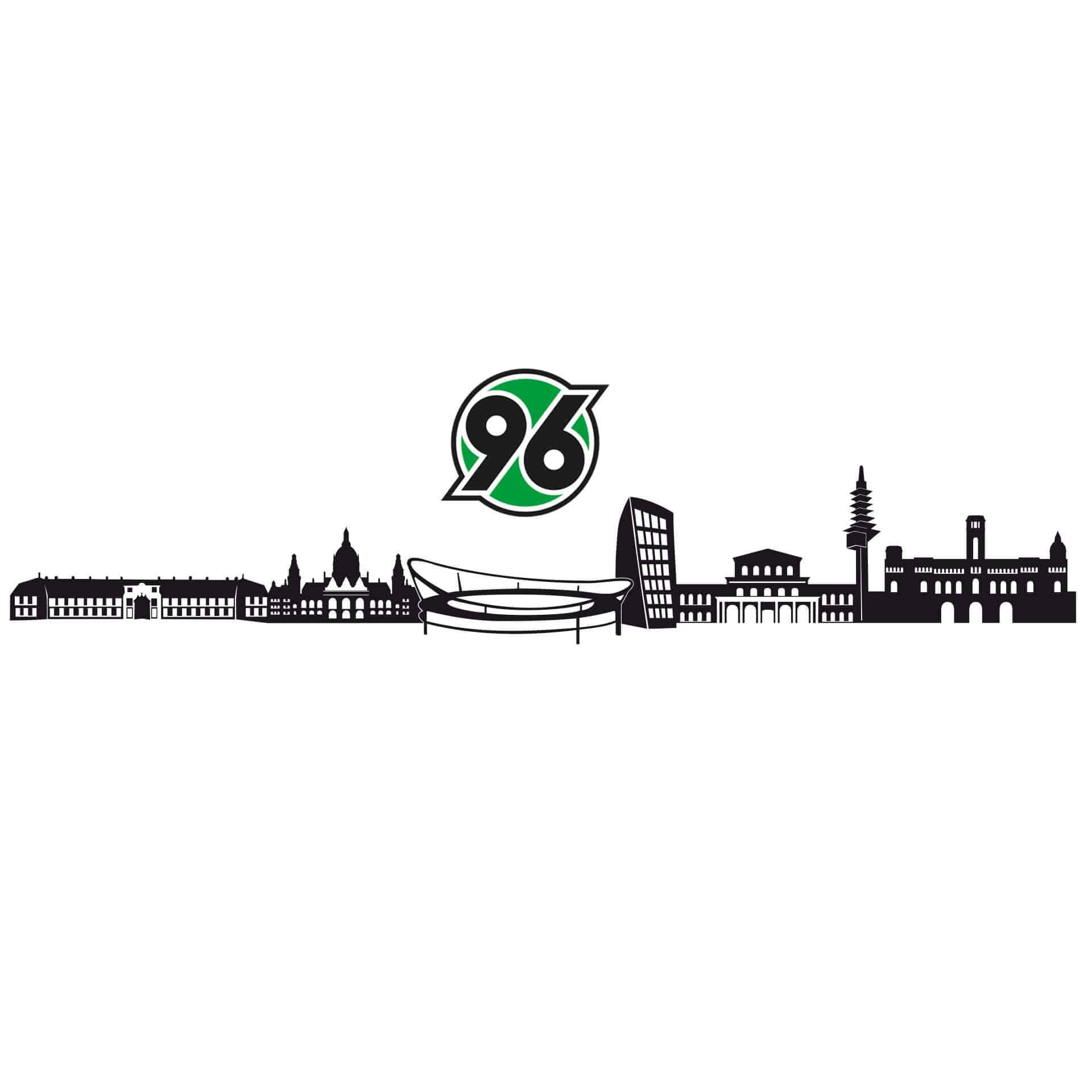 Wandtattoo Hannover 96 Skyline mit Logo farbig