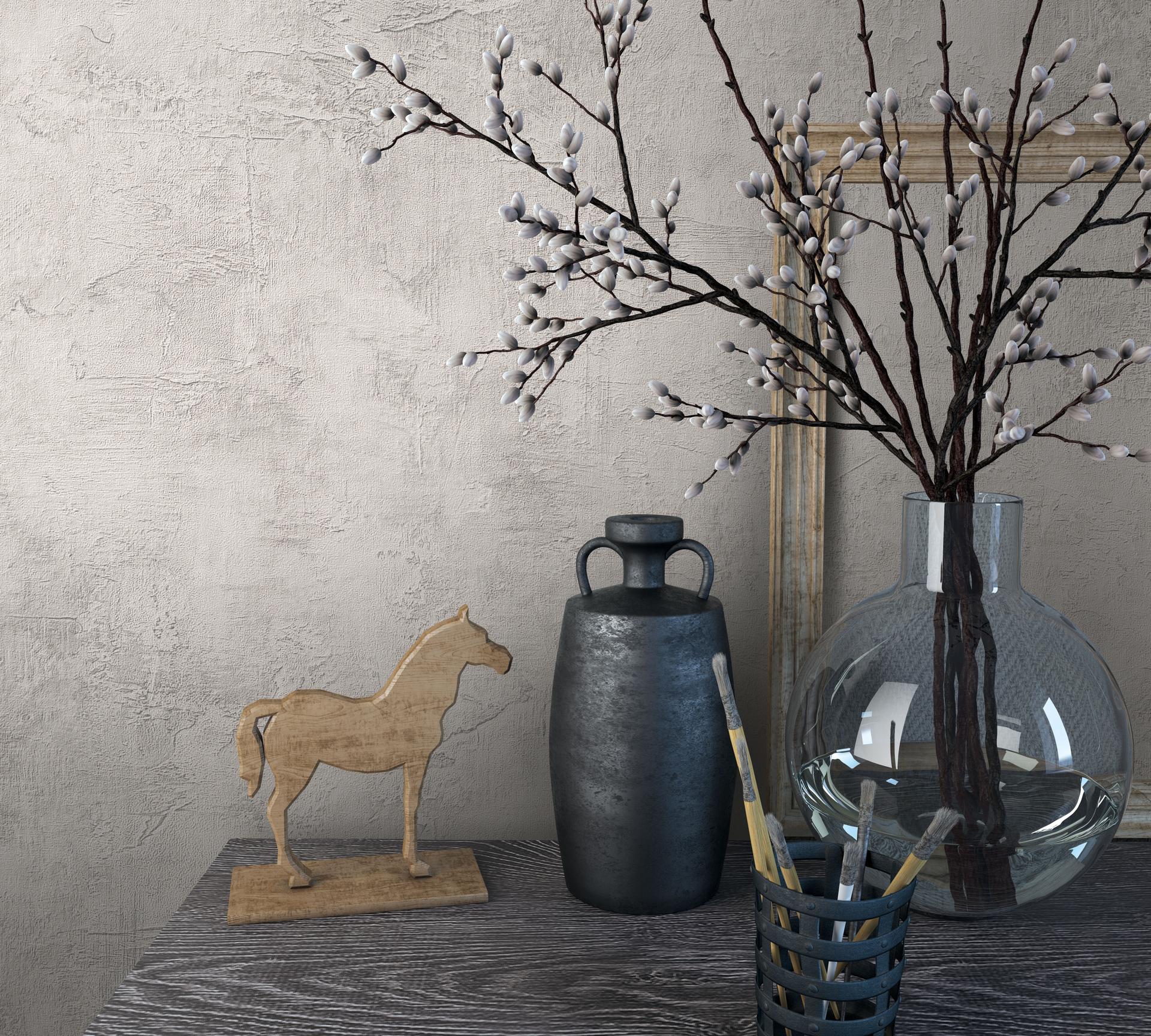 Vliesbehang in betonlook effen beige structuur