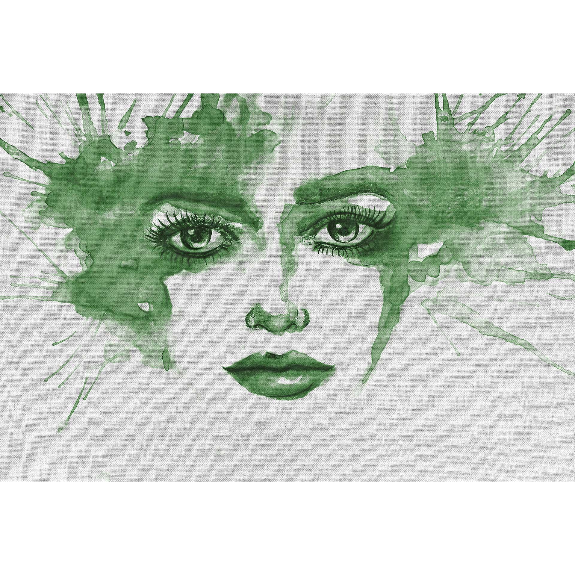 Livingwalls papier peint photo ARTist Watercolour Face gris, vert