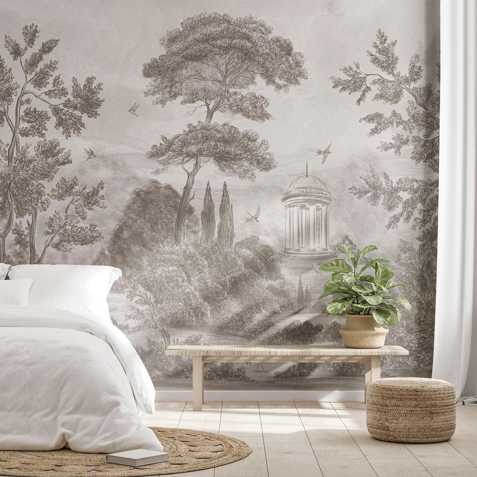 Fotobehang met tuinlandschap in beige - Ms Tiff