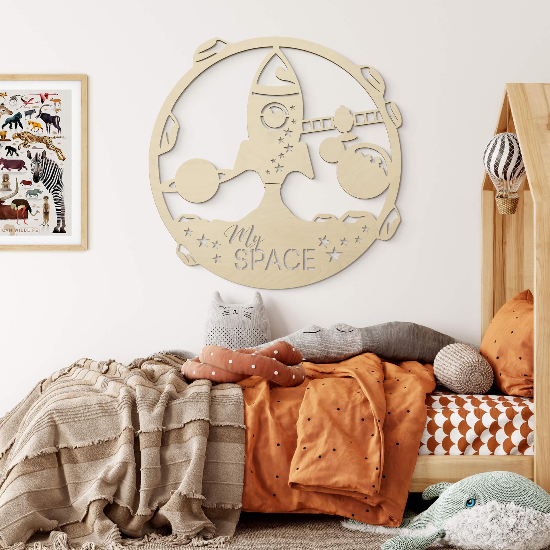 Décoration en bois - Fusée My Space - Placage peuplier