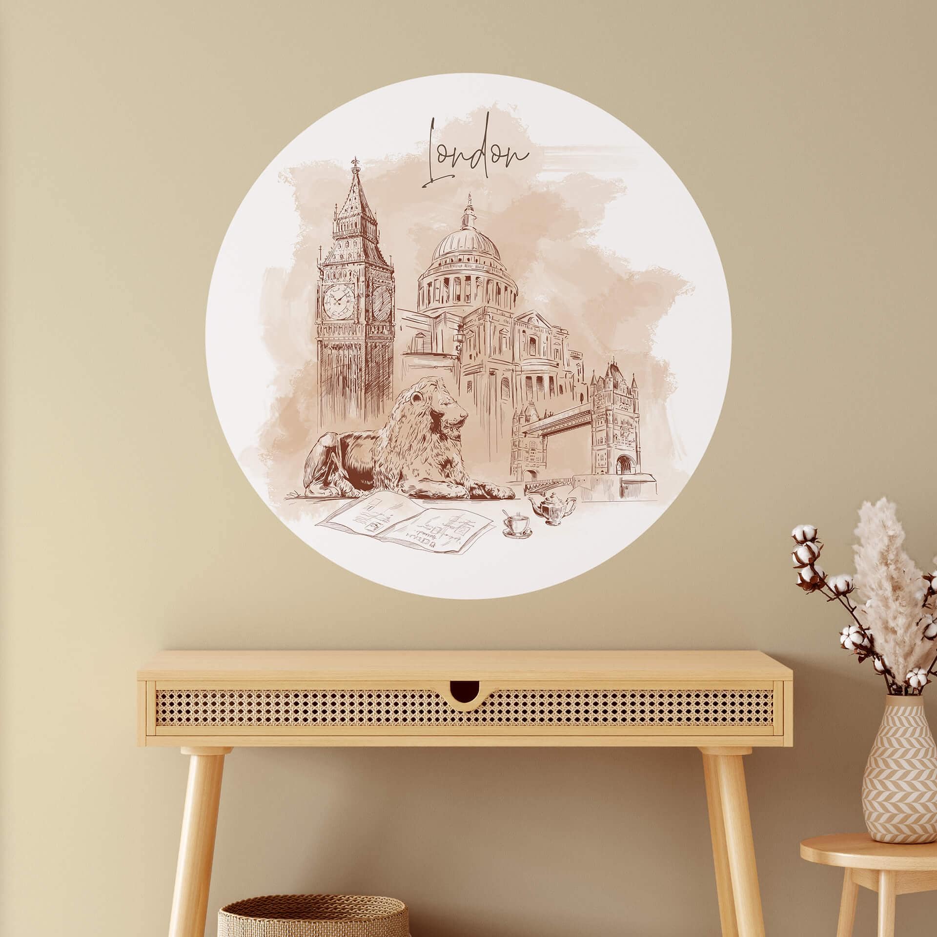 Wallsticker London - Rund - Elsk din by