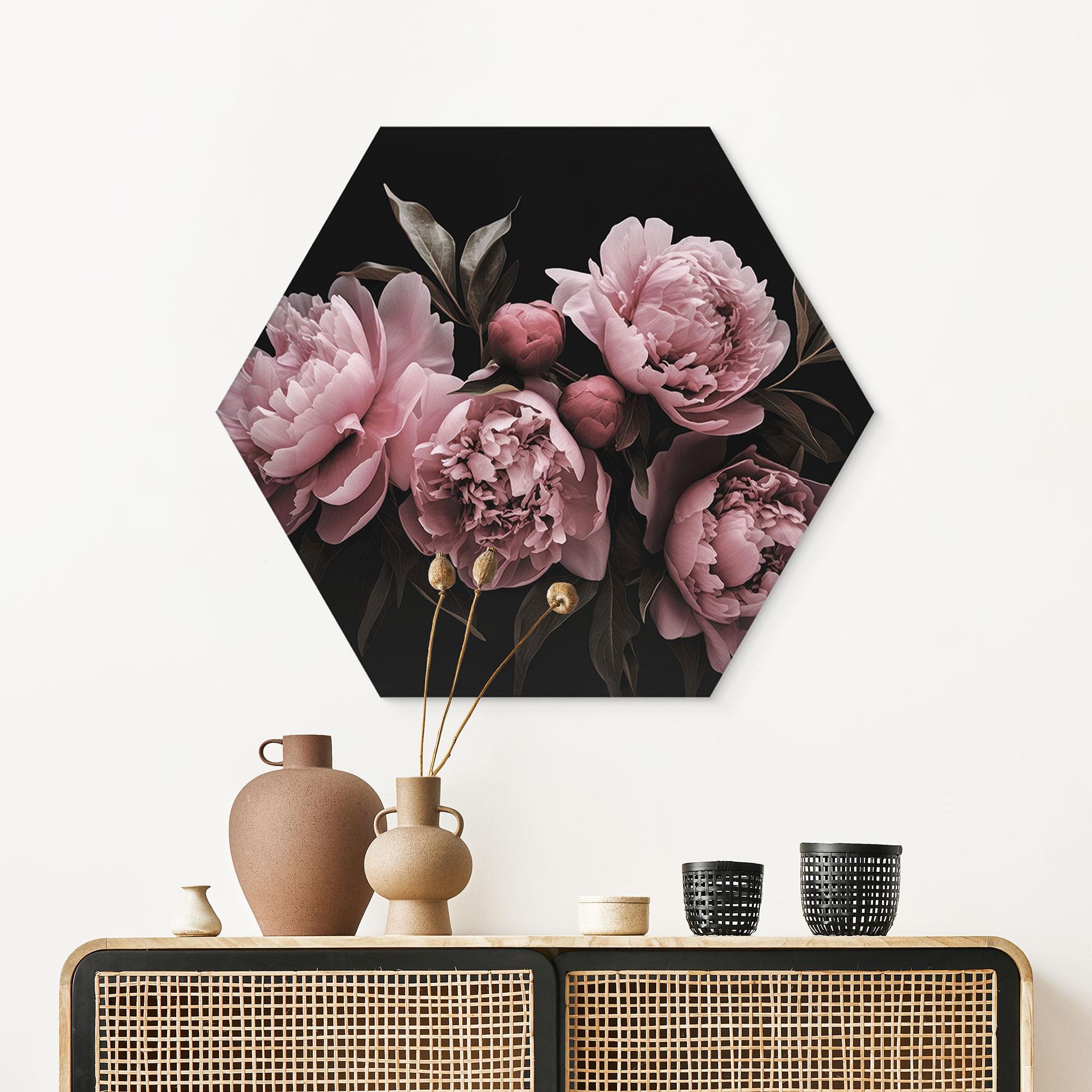 Hexagon Dibond Pæon lyserød - Haase