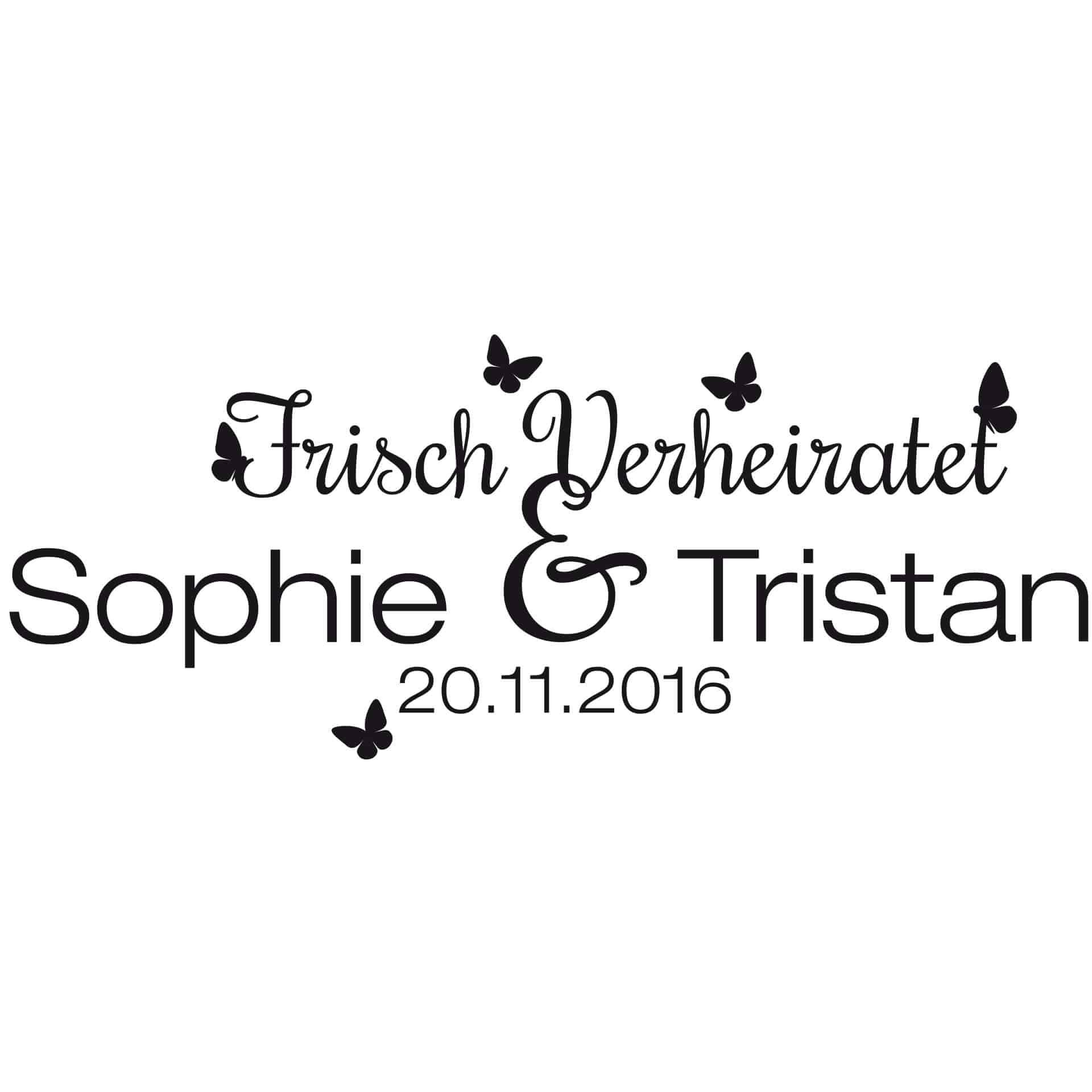 Wandtattoo + Name + Datum Frisch verheiratet...