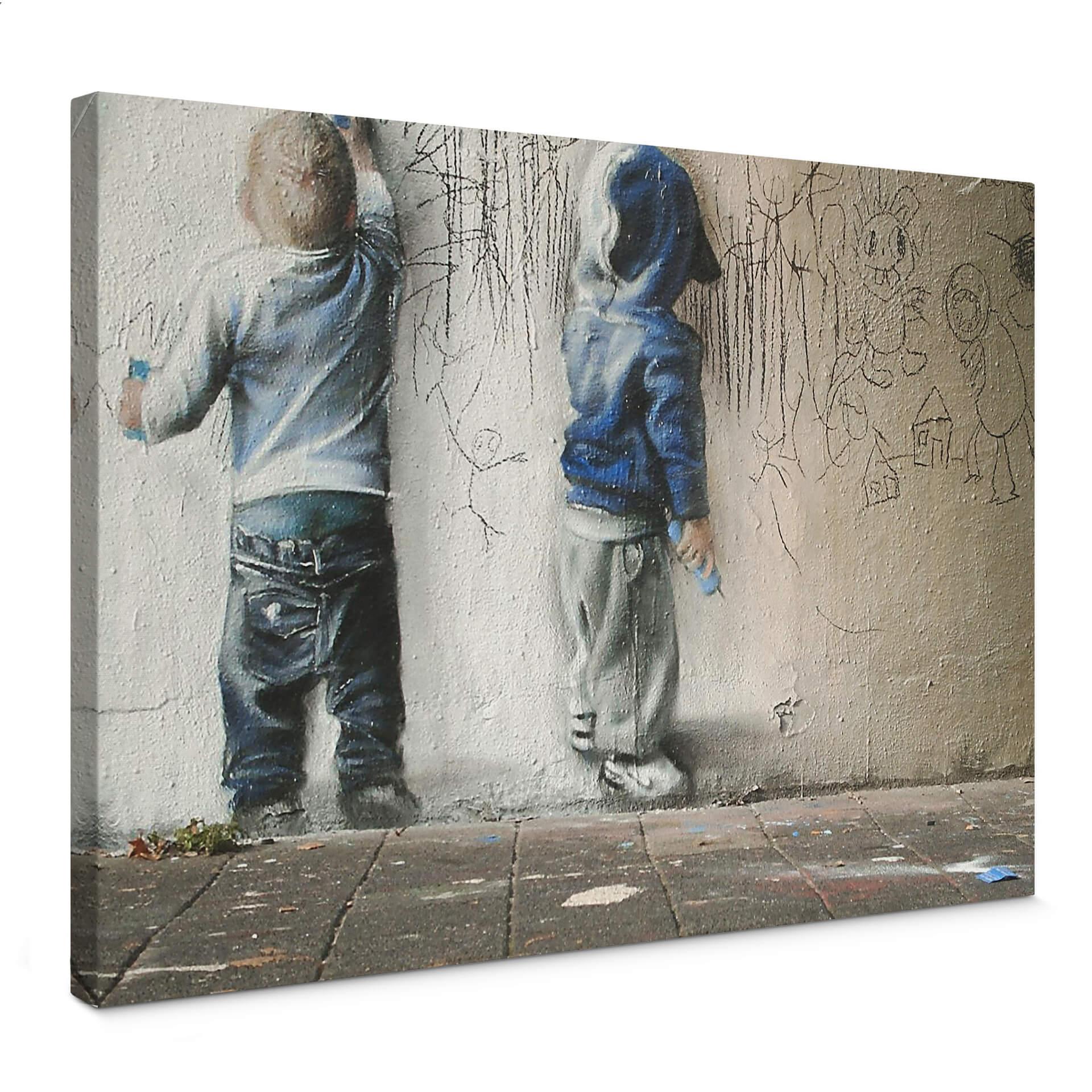Canvasbillede Banksy - Boys drawing