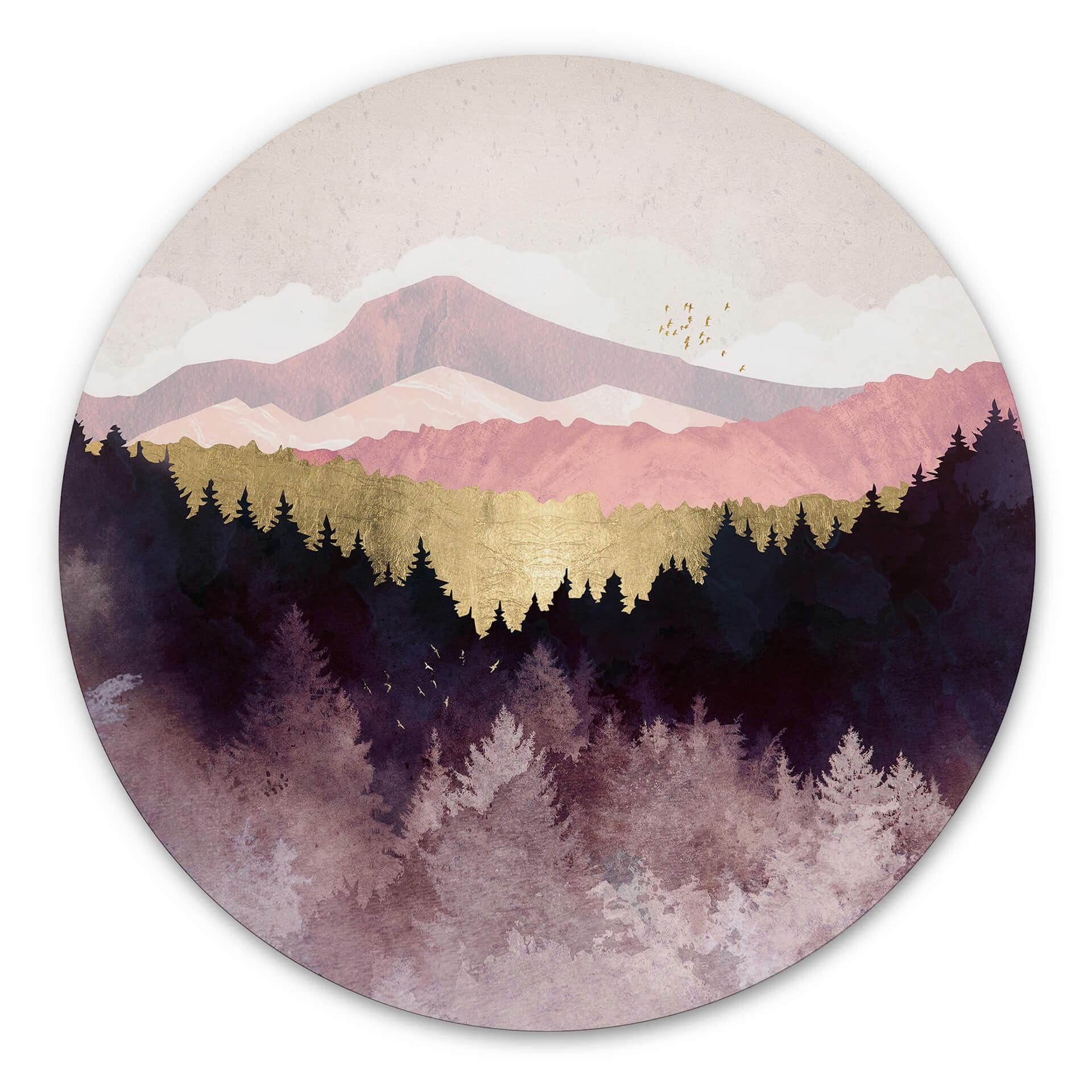 Tableau sur alu-Dibond rond SpaceFrog Designs - forêt violette