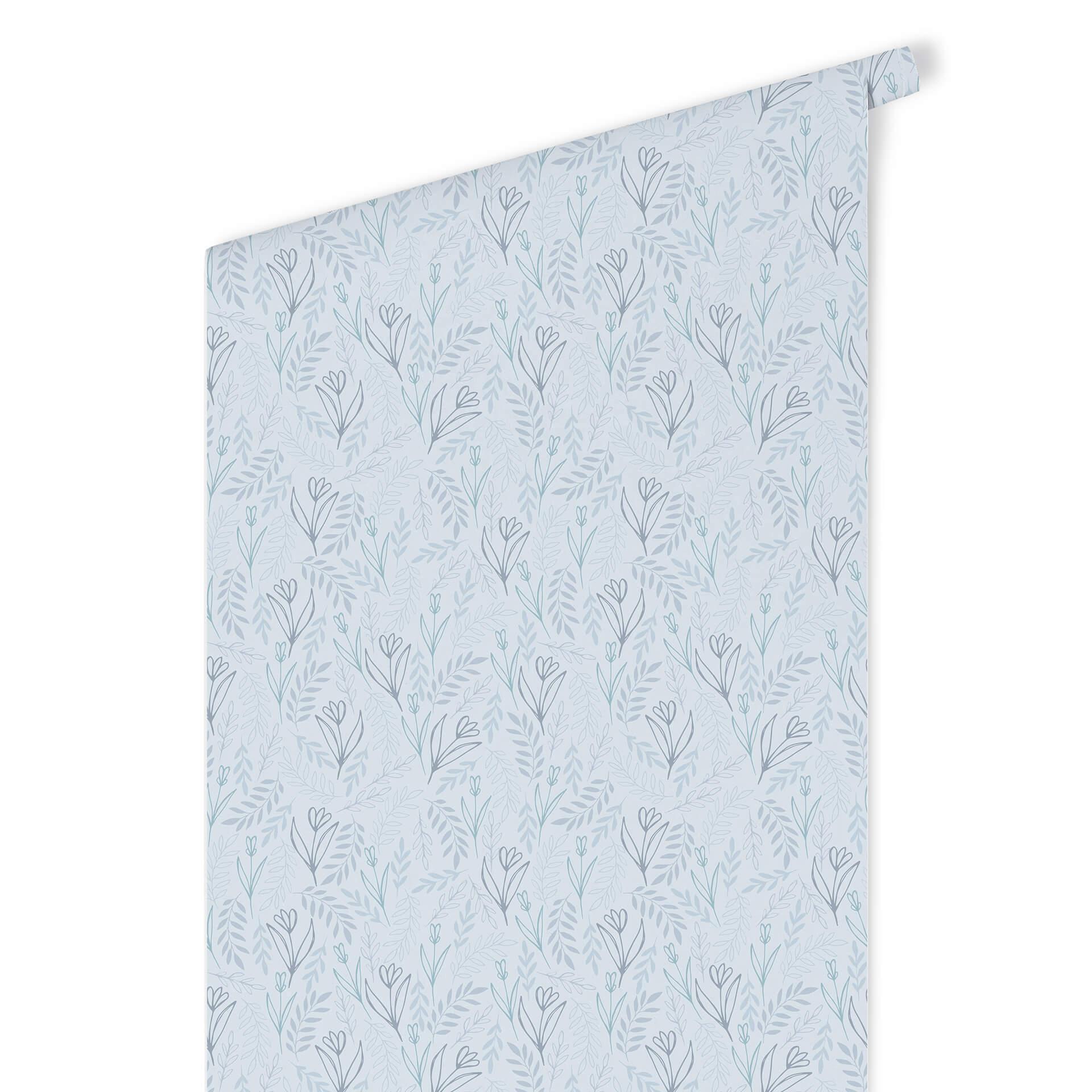 Patroonbehang Graphic Flowers - blauw