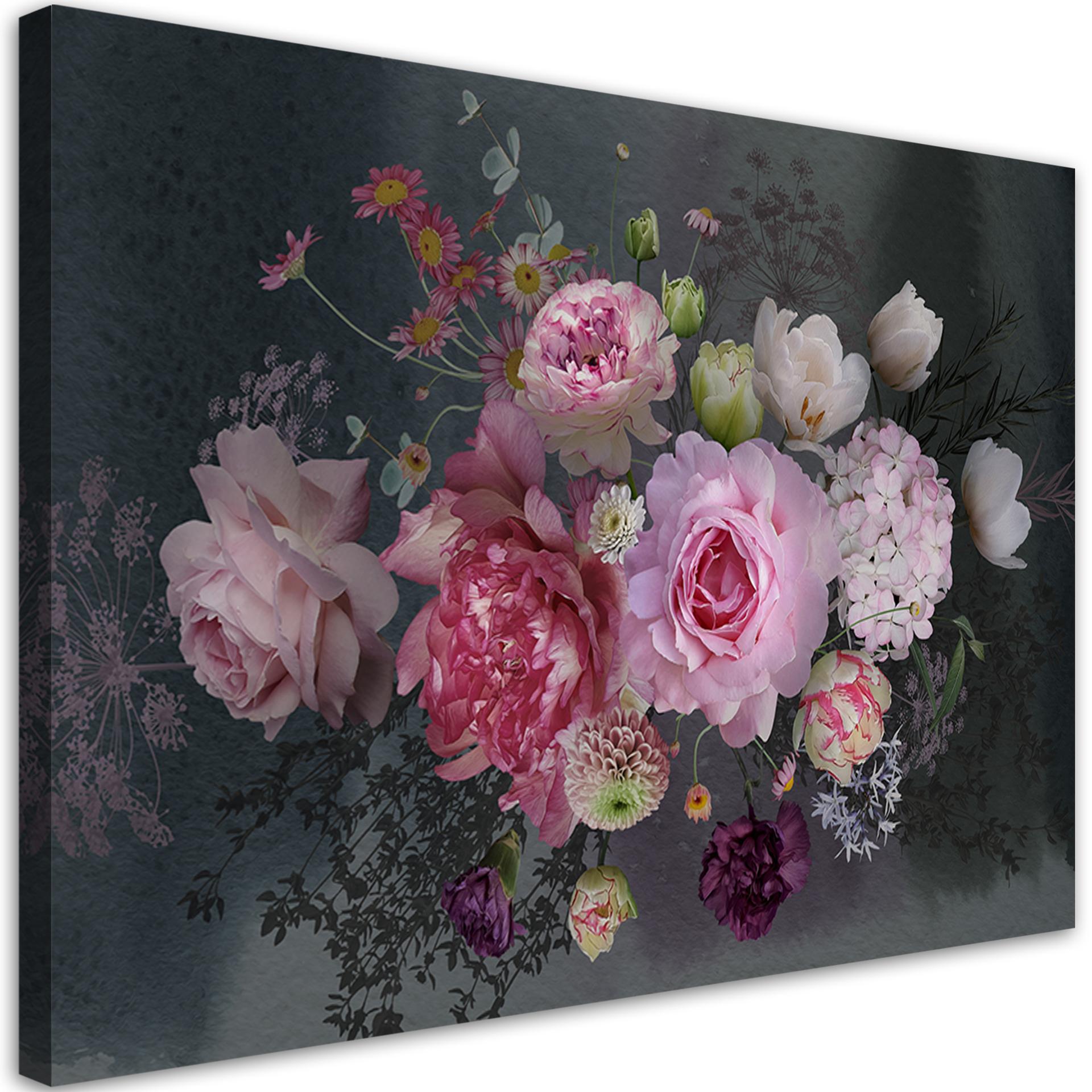 Canvasbillede, Vintage blomsterbuket
