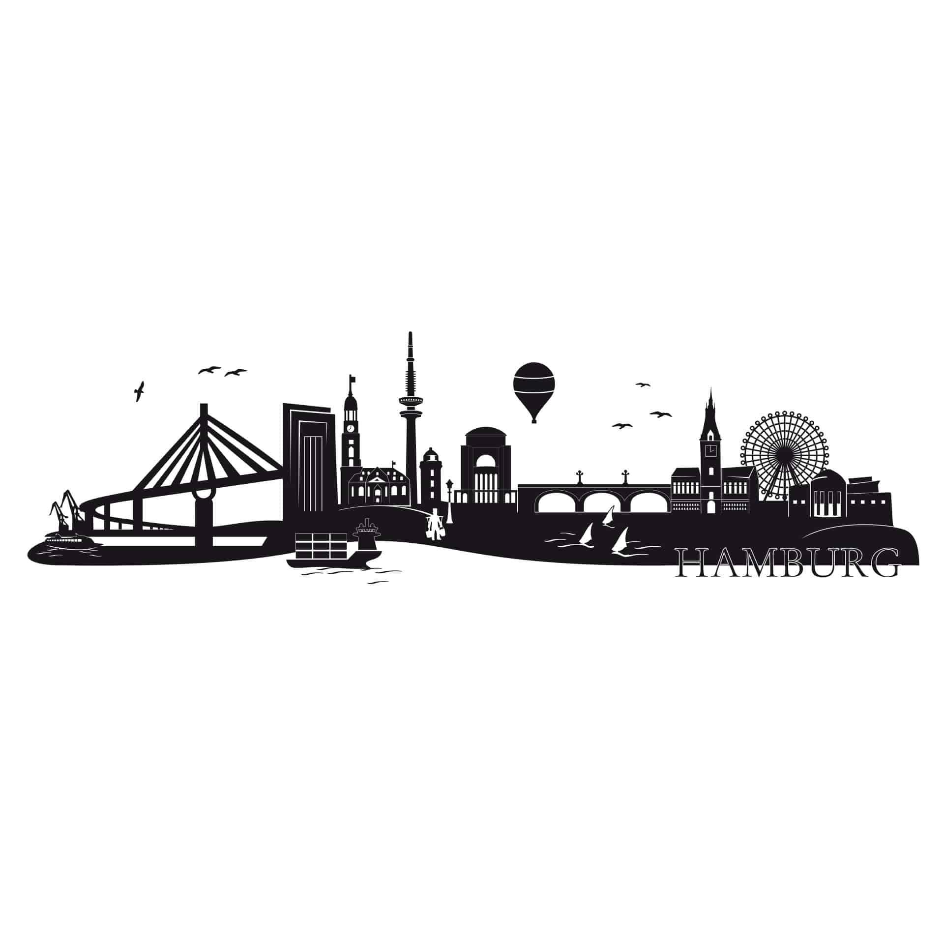 Wandtattoo Skyline Hamburg 03