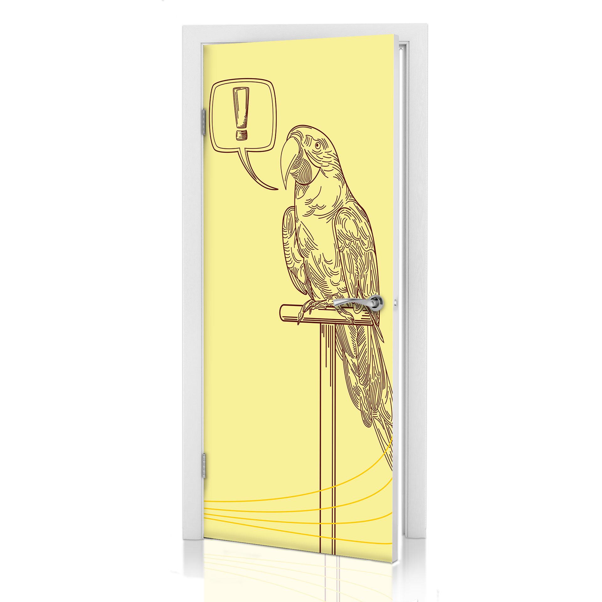 Puerta de diseño signo de exclamación loros ilustración 91x200 cm