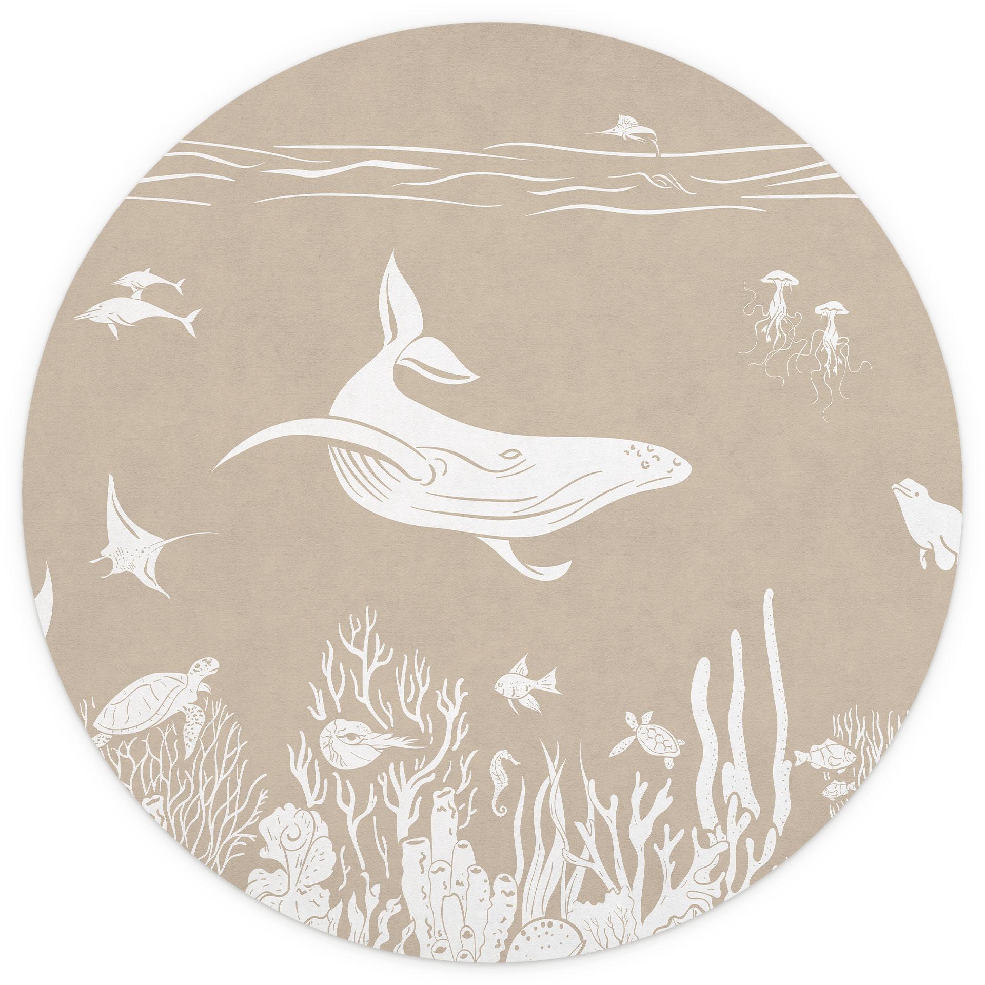 Fascinerende zeedieren in de oceaan Fotobehang - Bruin - Kikki Belle - Rond - vliesbehang/zelfkleven