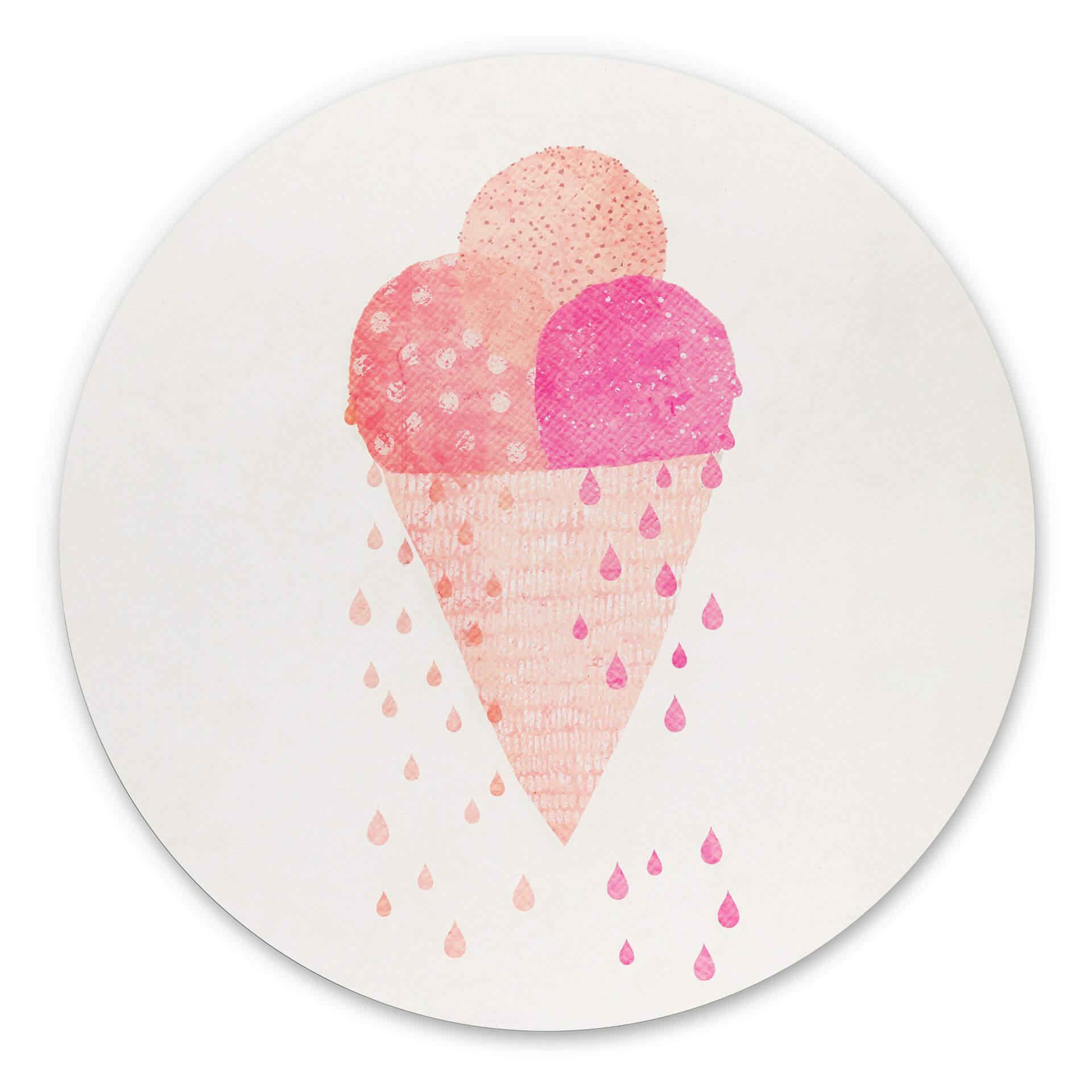 Vægcirkel Treechild - Ice Cream in Summer – print på aluminium (Alu-Dibond)