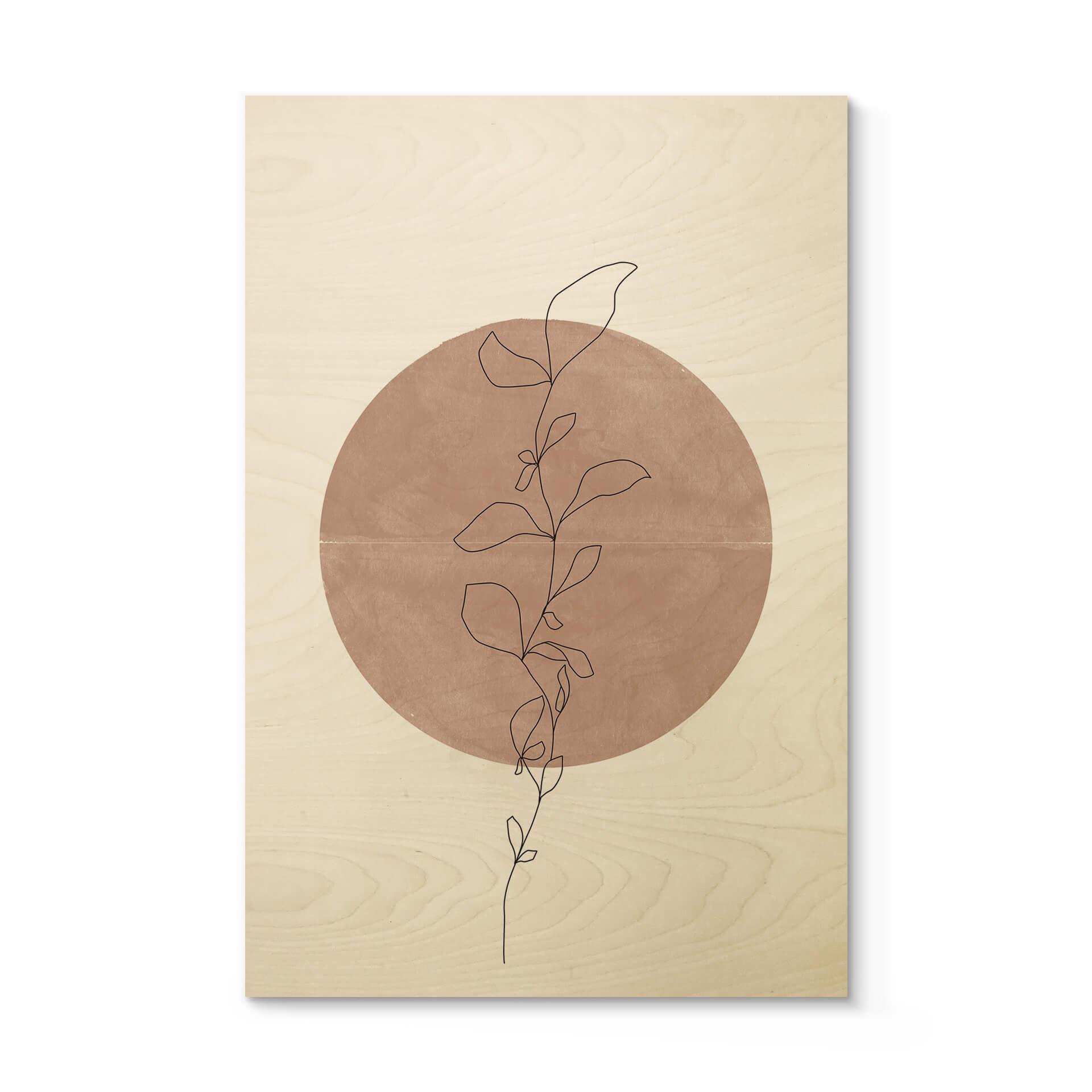 Billede af træ The Miuus Studio - Line Art - Plante foran fuldmåne