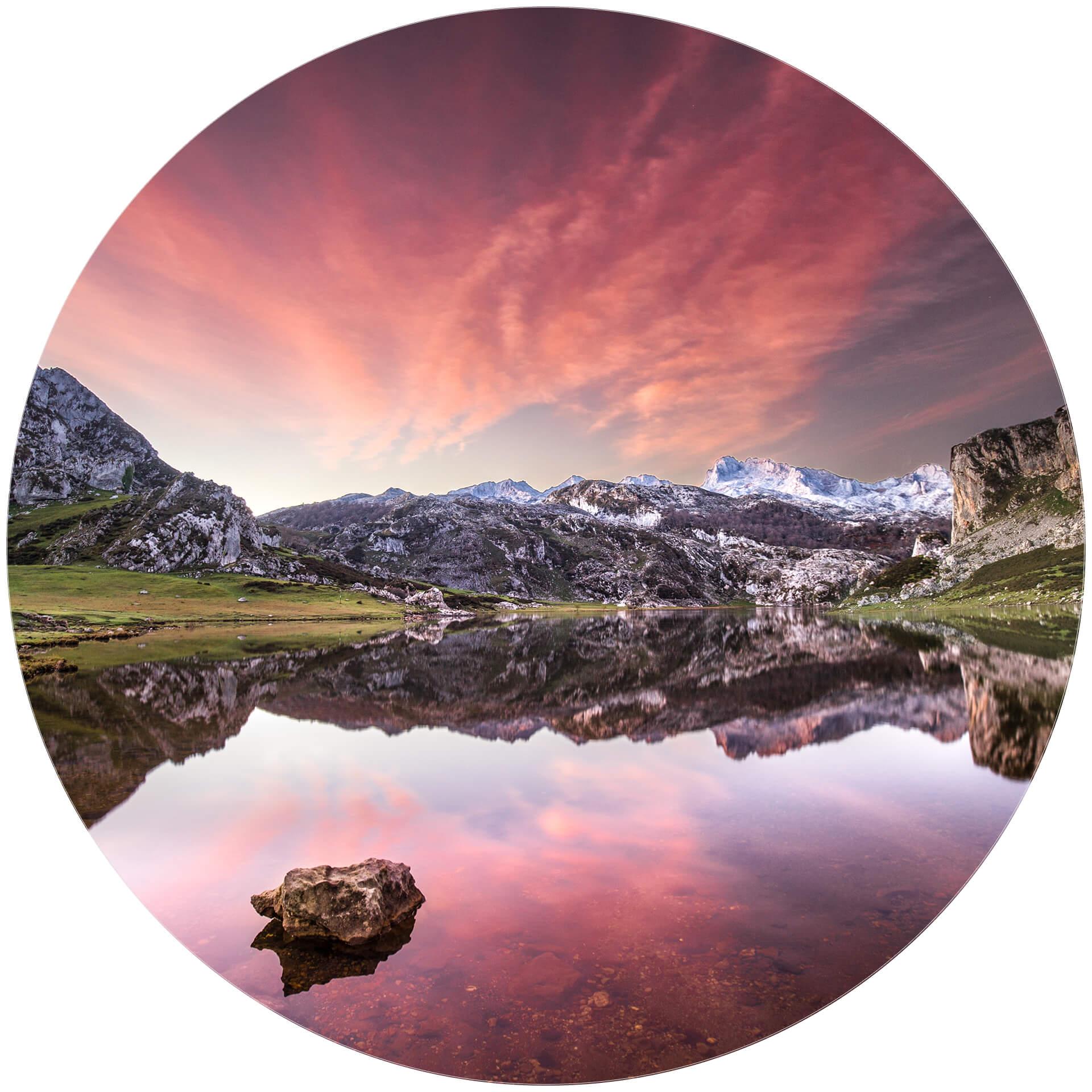 Behangcirkel Cuadrado - Dawn at Los Lagos - vliesbehang/zelfklevend vliesbehang