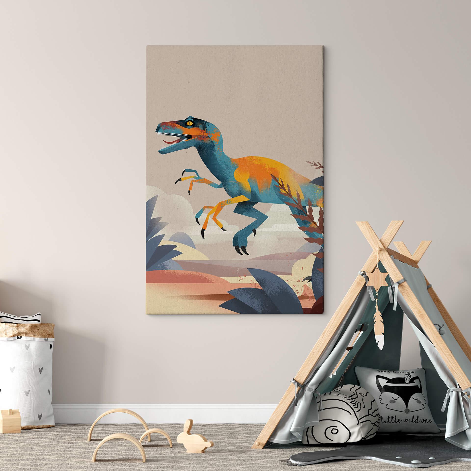 Leinwandbild Kinderzimmer - Velociraptor - Braun