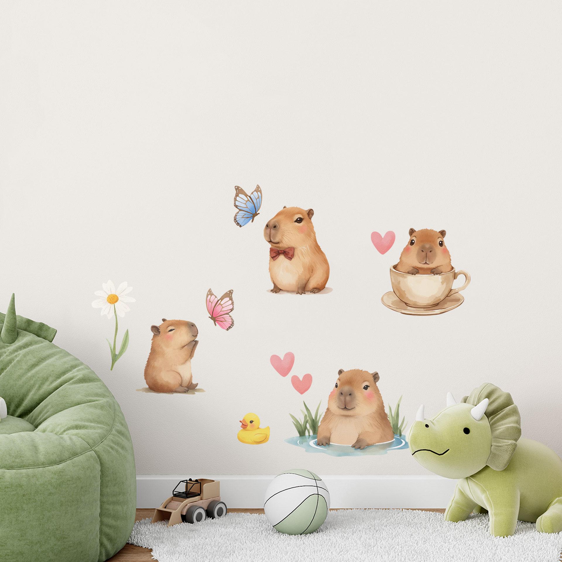 Søde kapivarer i foråret Wallsticker