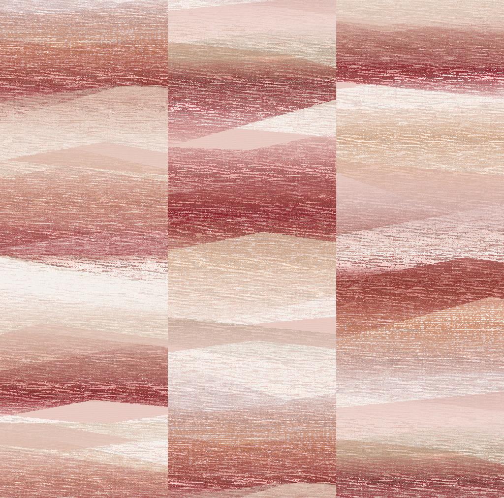 Non-woven tapet med grafisk motiv i rød, beige grafik