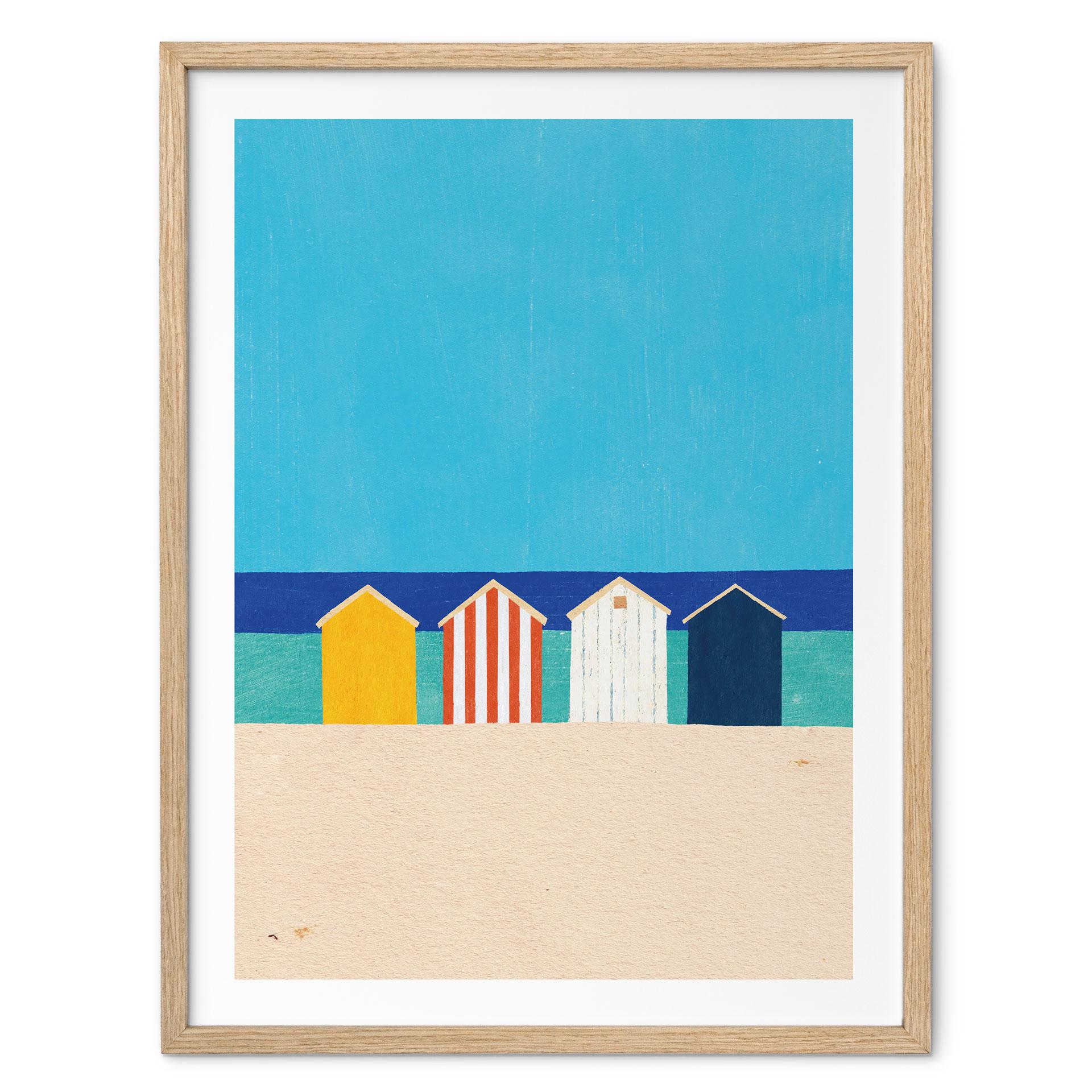 Poster Strandhuisjes aan zee - Rivers