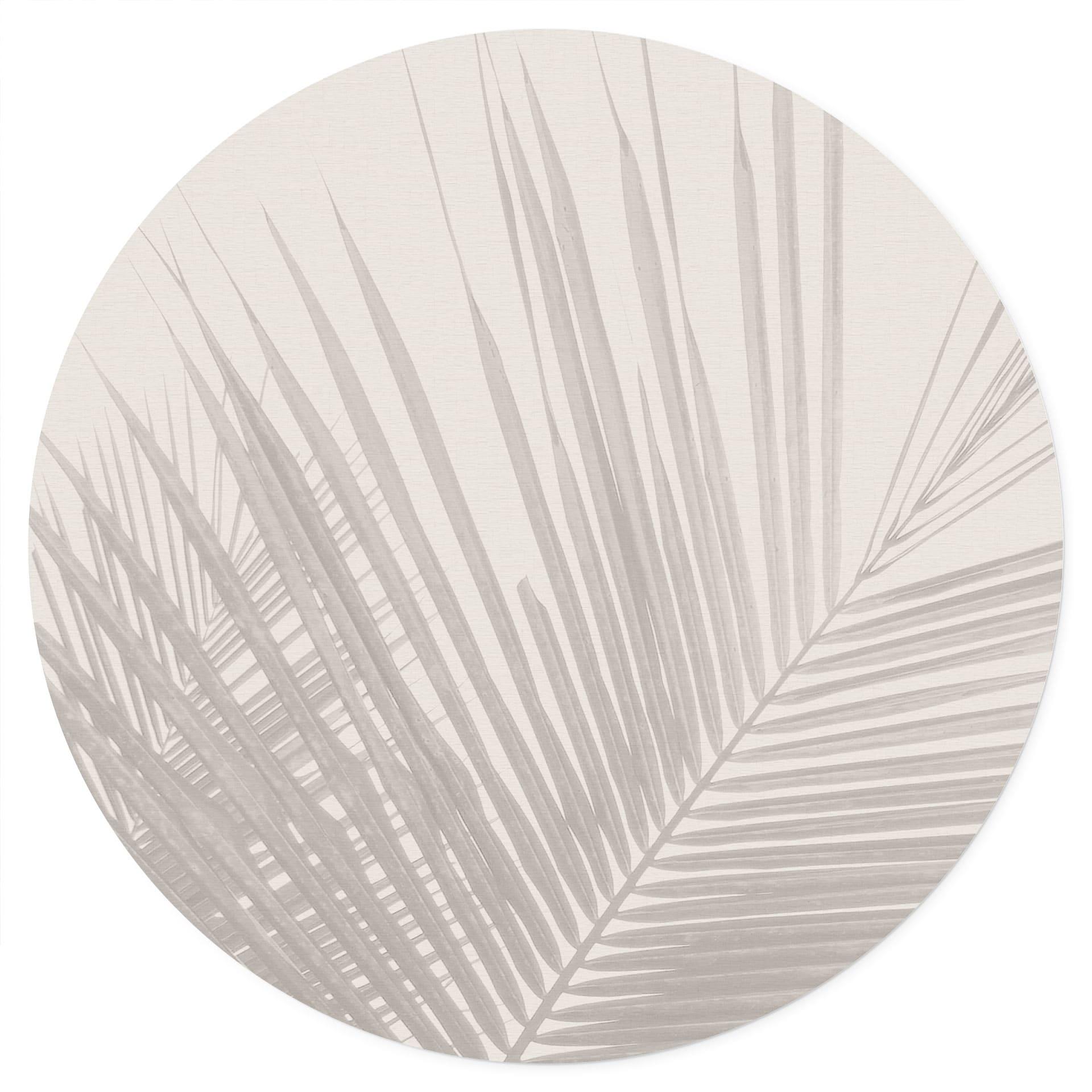 Muursticker met palmbladeren in linnenlook - Bloemdecor - Rond