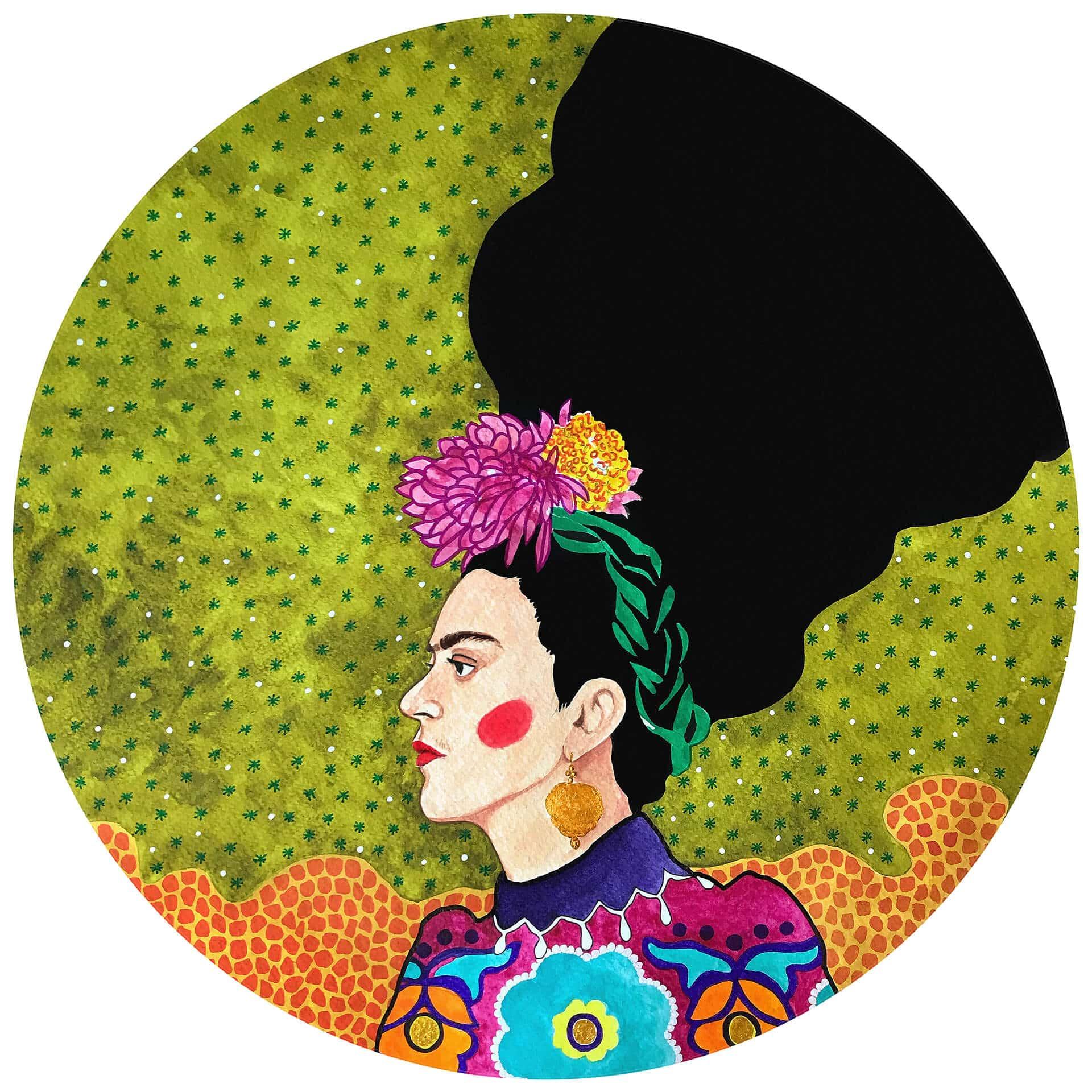Behangcirkel Hülya - Portrait of Frida - vliesbehang/zelfklevend vliesbehang