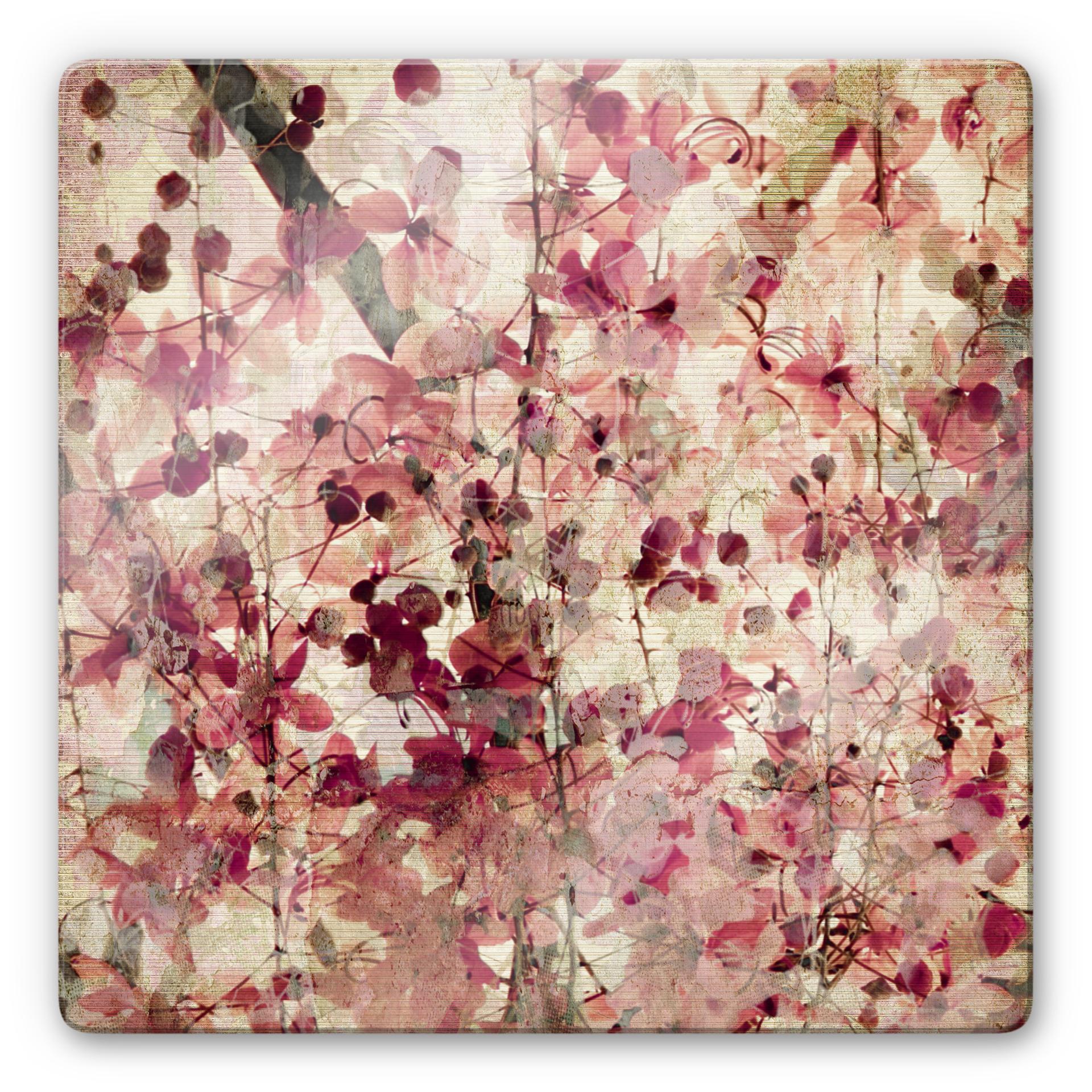 Tableau en verre - Fleurs vintage - carré