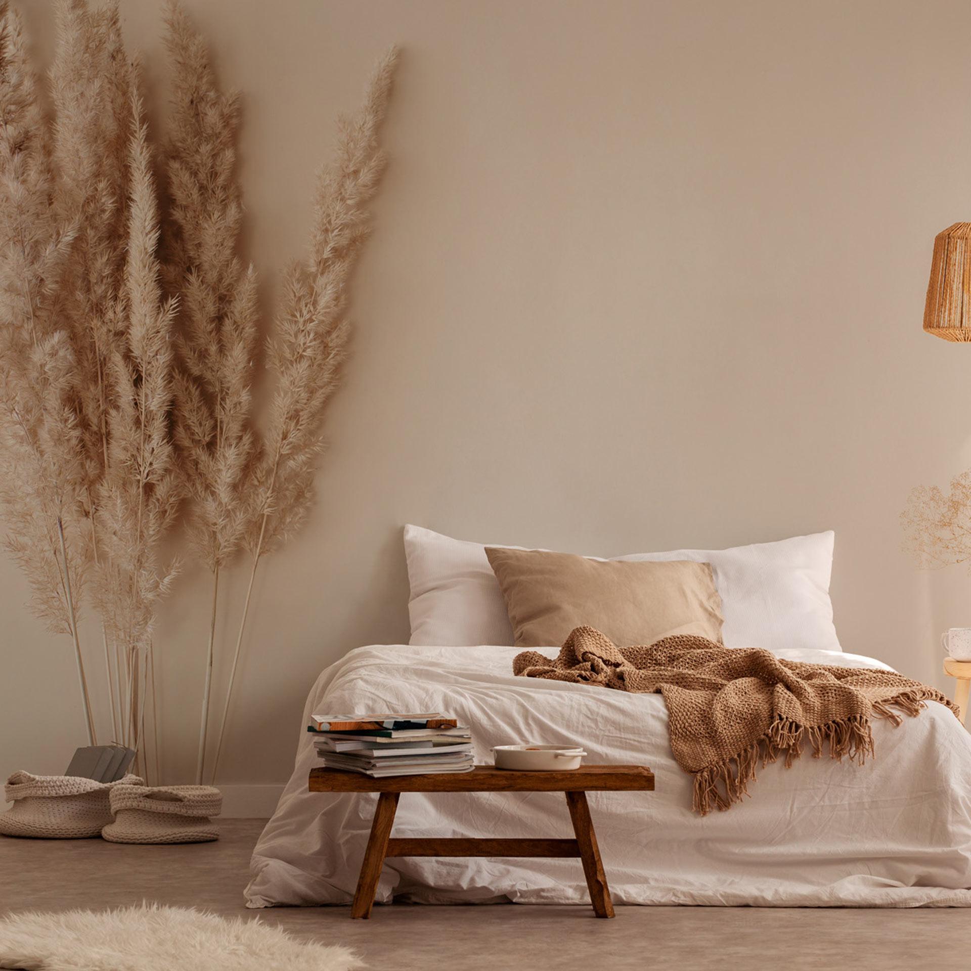 Pampasgræs tapet beige natur 3,75 x 2,50 m - Ikke-vævet tapet boho stil moderne
